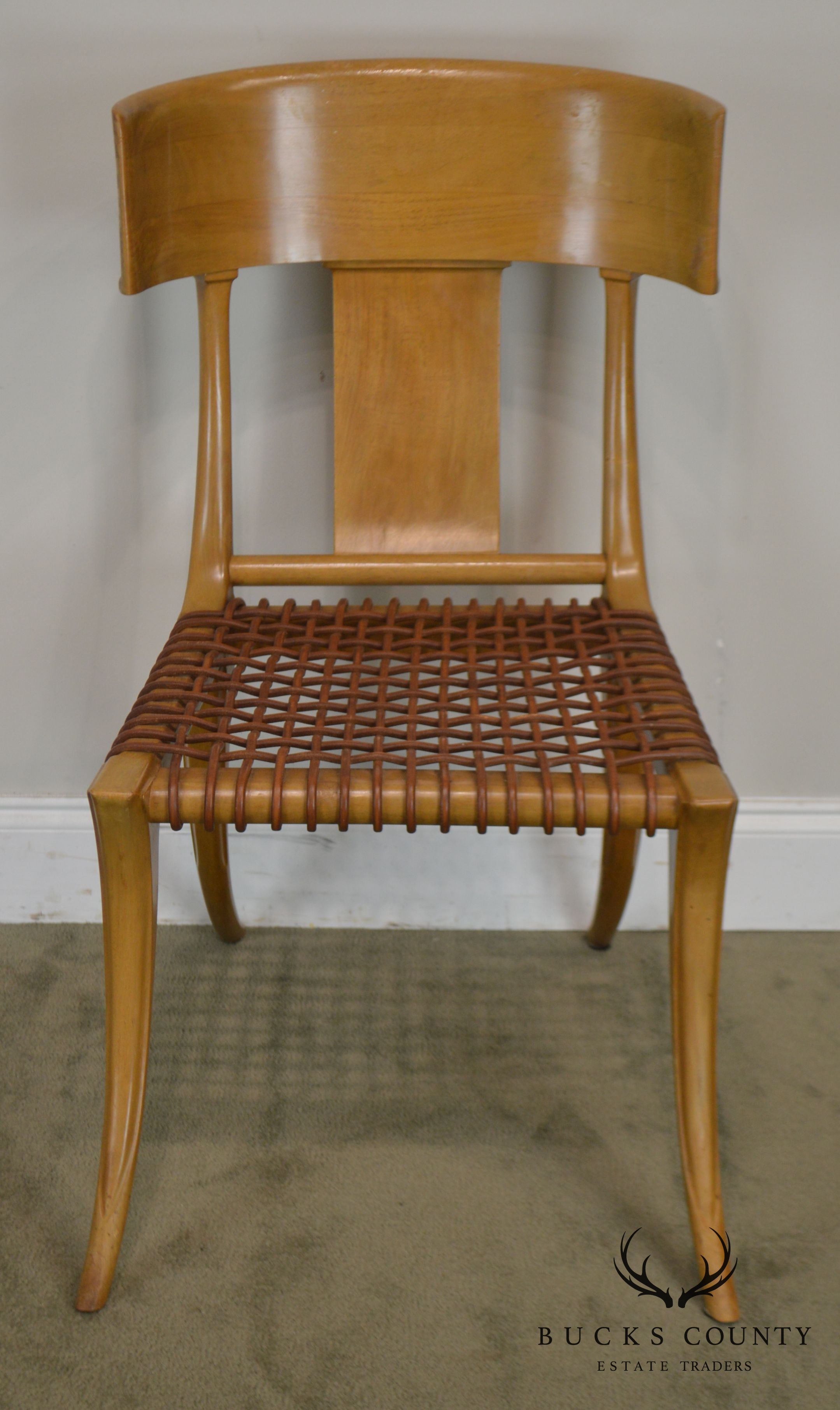 T. H. Robsjohn Gibbings Saridis of Athens Walnut & Leather Klismos Chair
