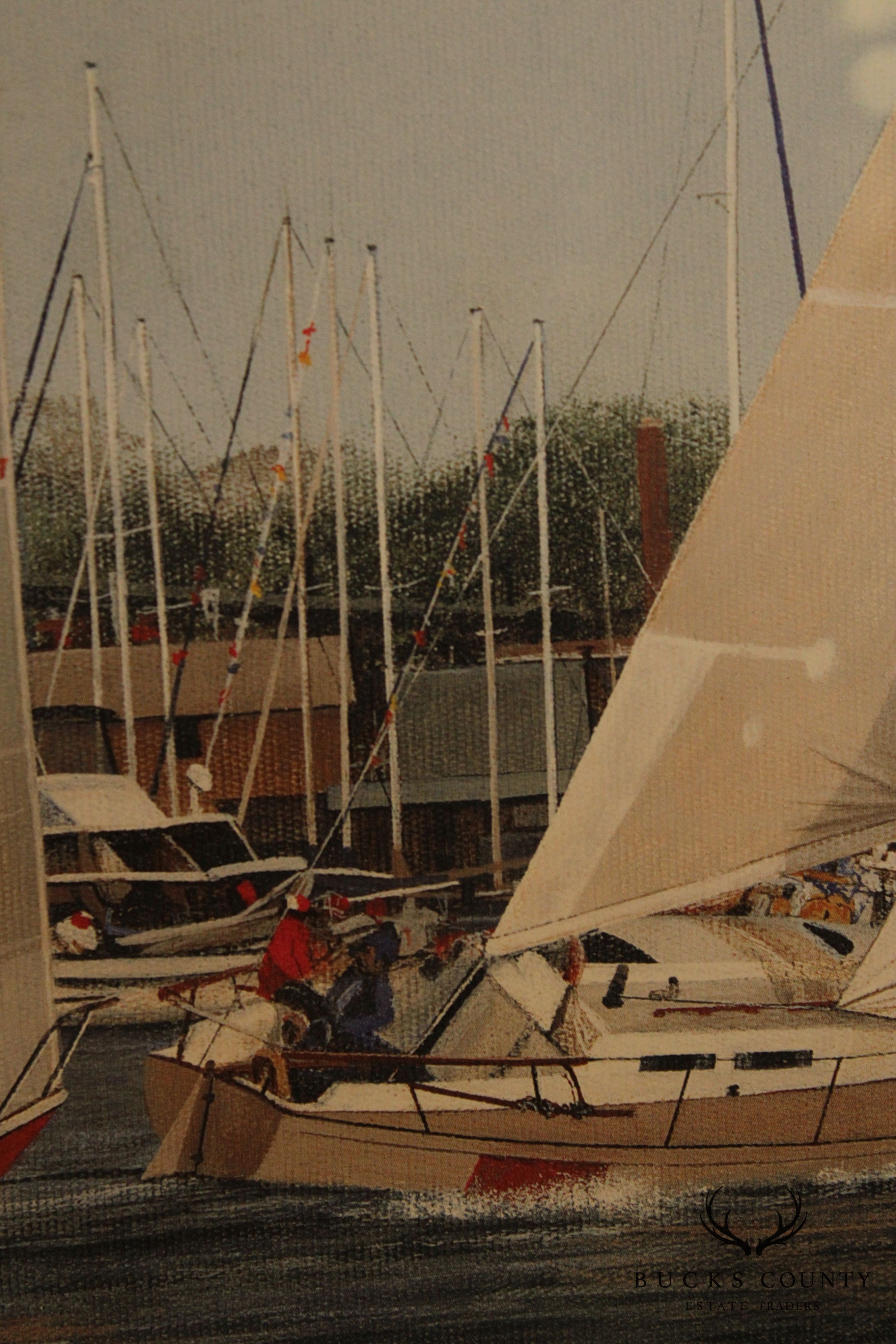 David Knowlton 'At the Races' Pencil Signed Offset Lithograph