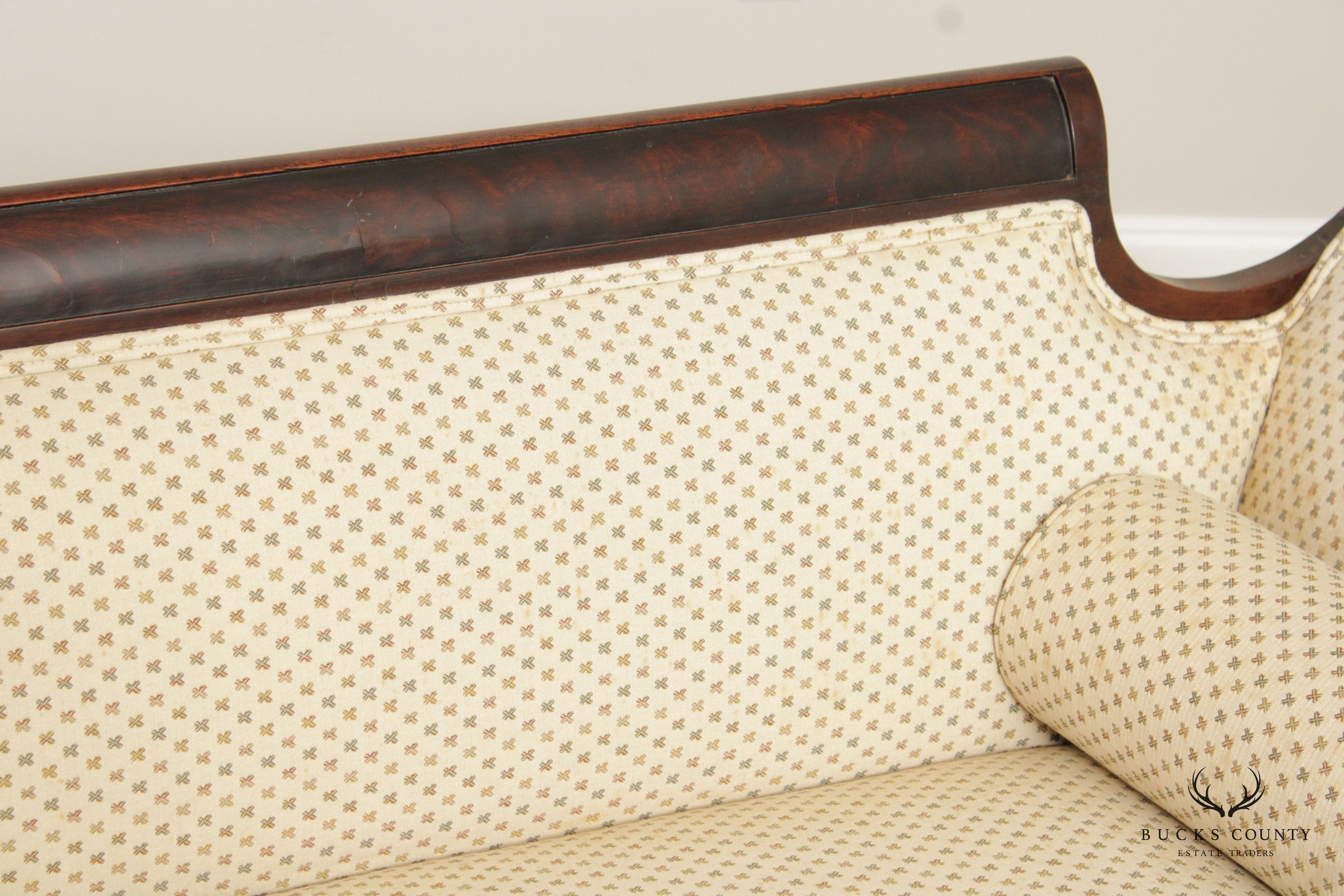 ANTIQUE AMERICAN CLASSICAL EMPIRE CARVED MAHOGANY CLAW FOOT SOFA