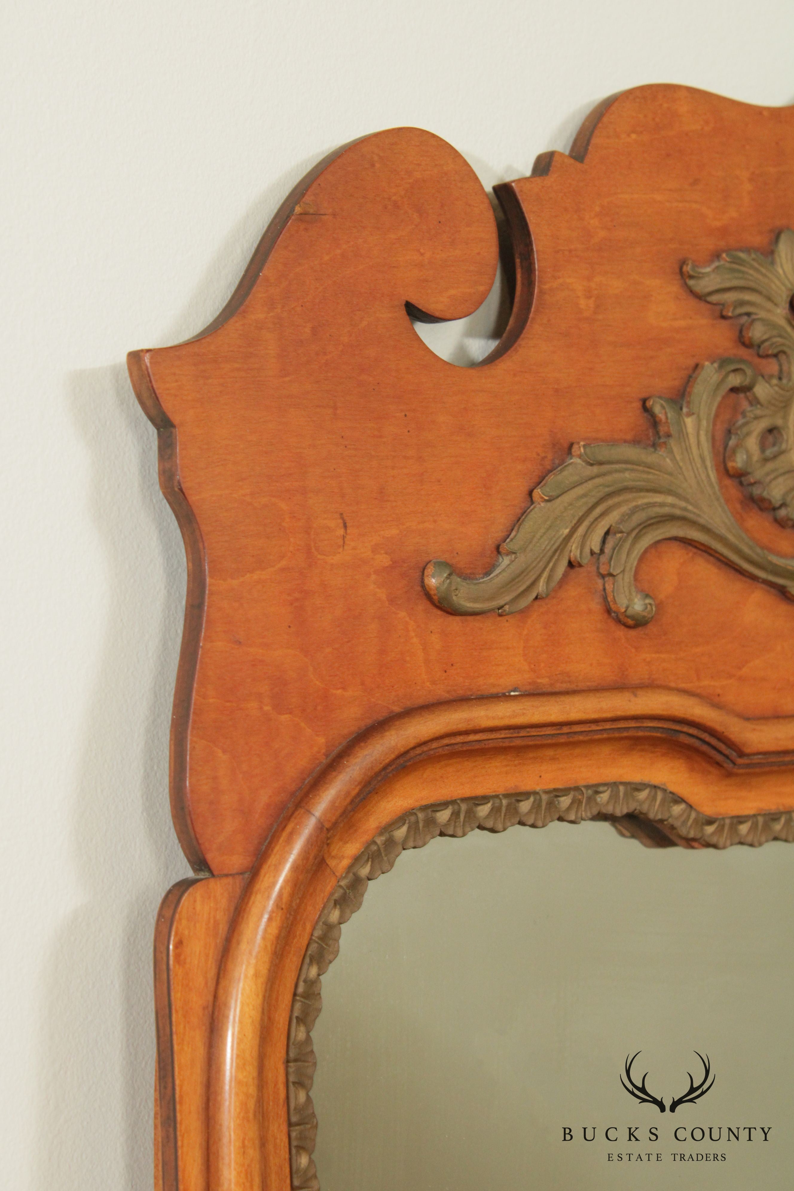 Davis Cabinet Co. Vintage Maple Frame Chippendale Style Wall Mirror