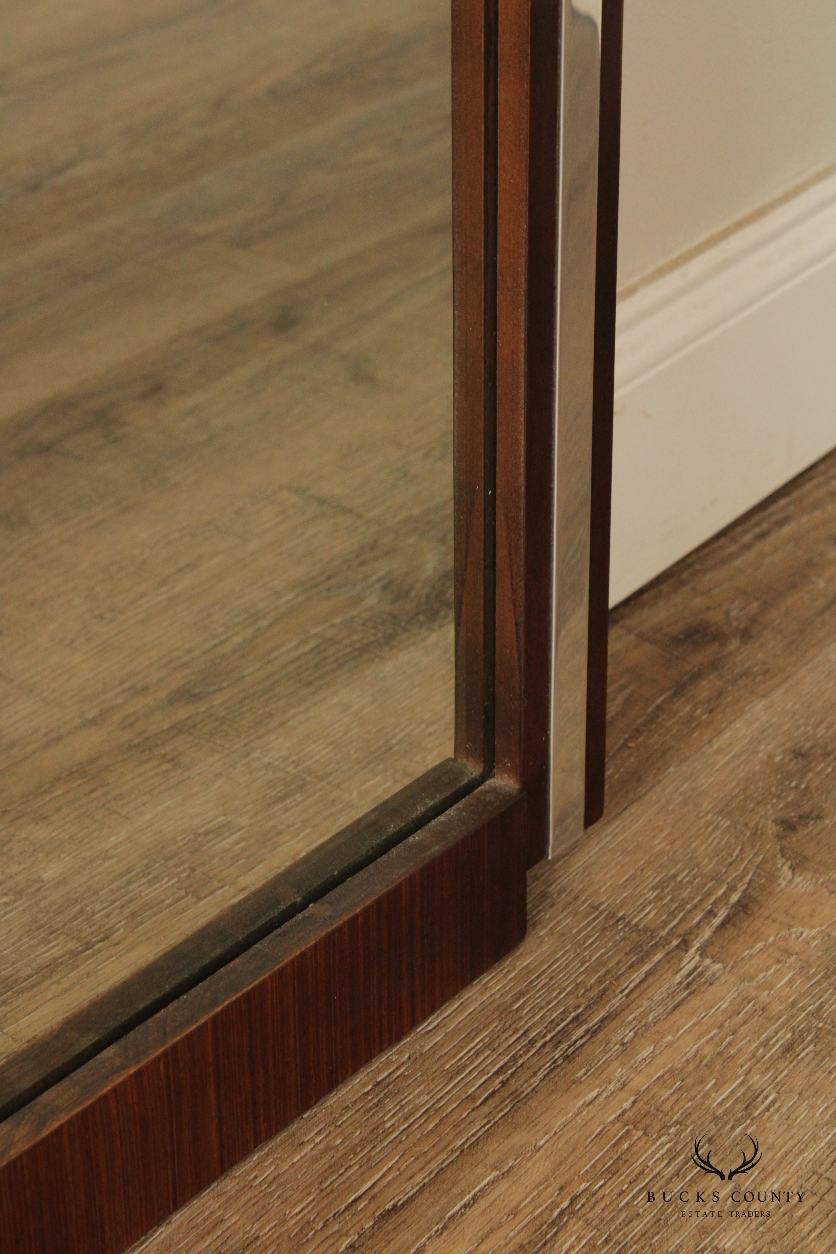 Broyhill Premier Mid Century Modern Walnut and Chrome Wall Mirror