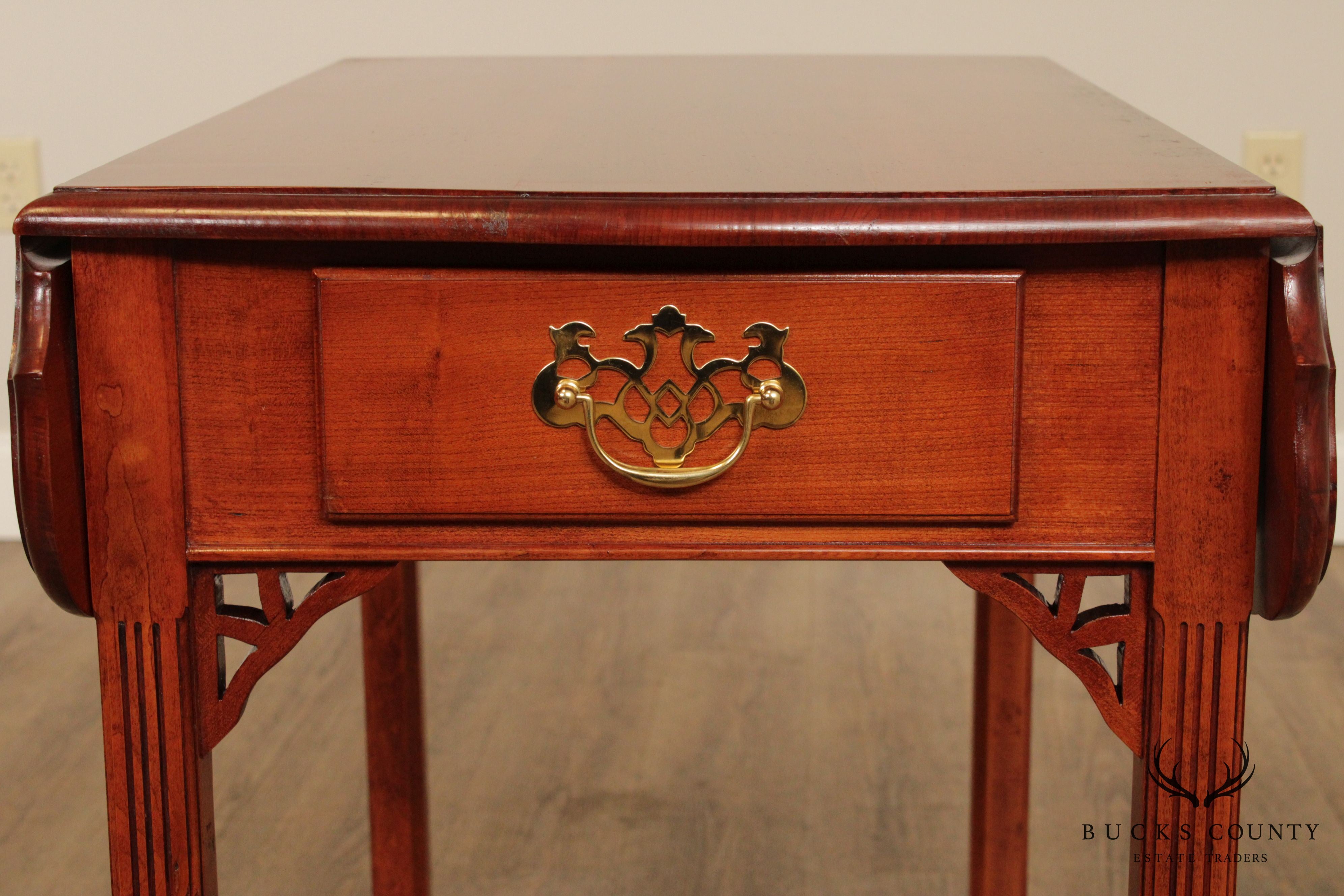 Chippendale Style Custom Crafted Cherry Drop Leaf Pembroke Table