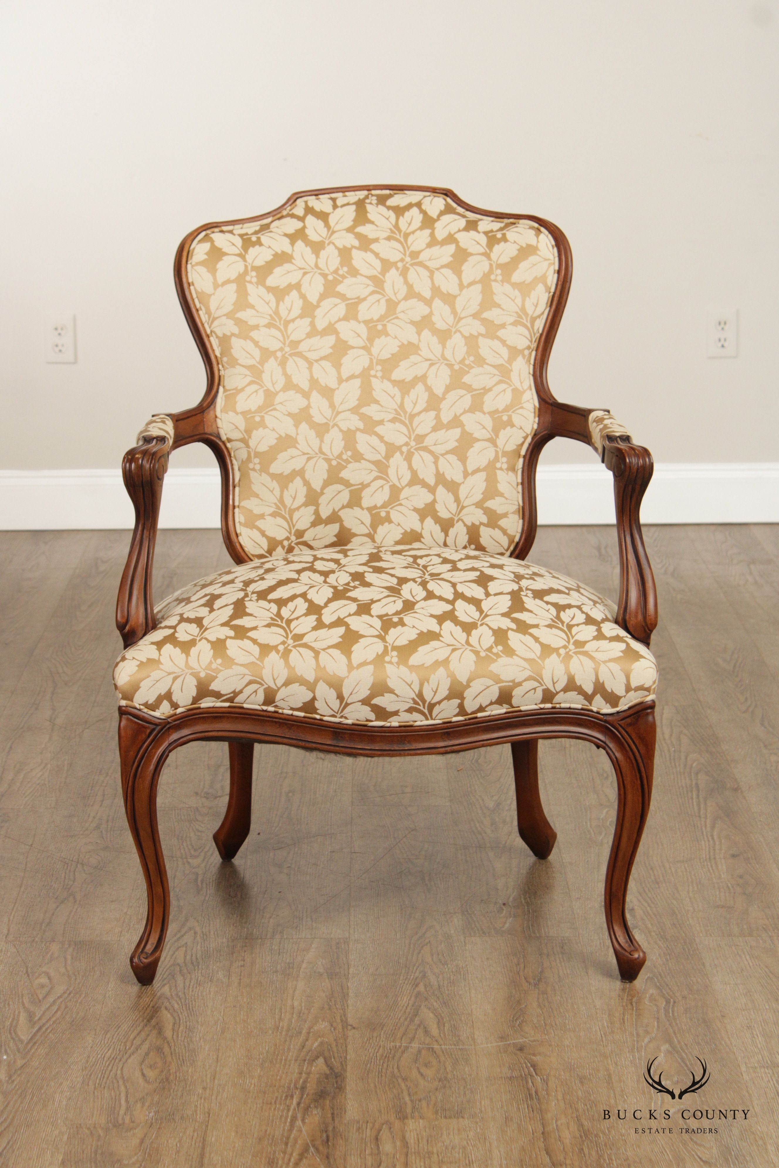 Hickory Chair French Louis XV Style Pair of Fauteuil Armchairs