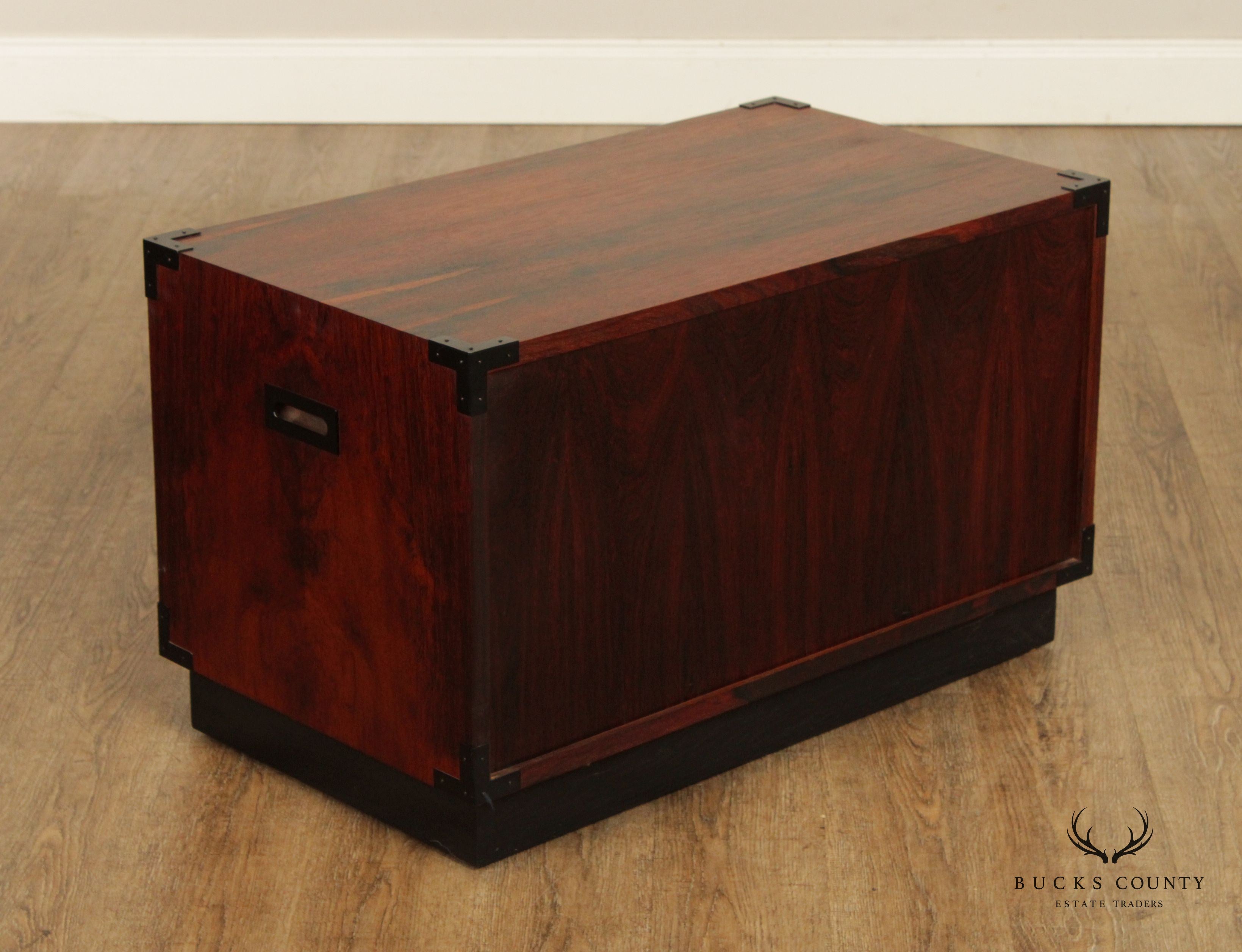 Mid Century Campaign Style Two-Door Rosewood Cabinet