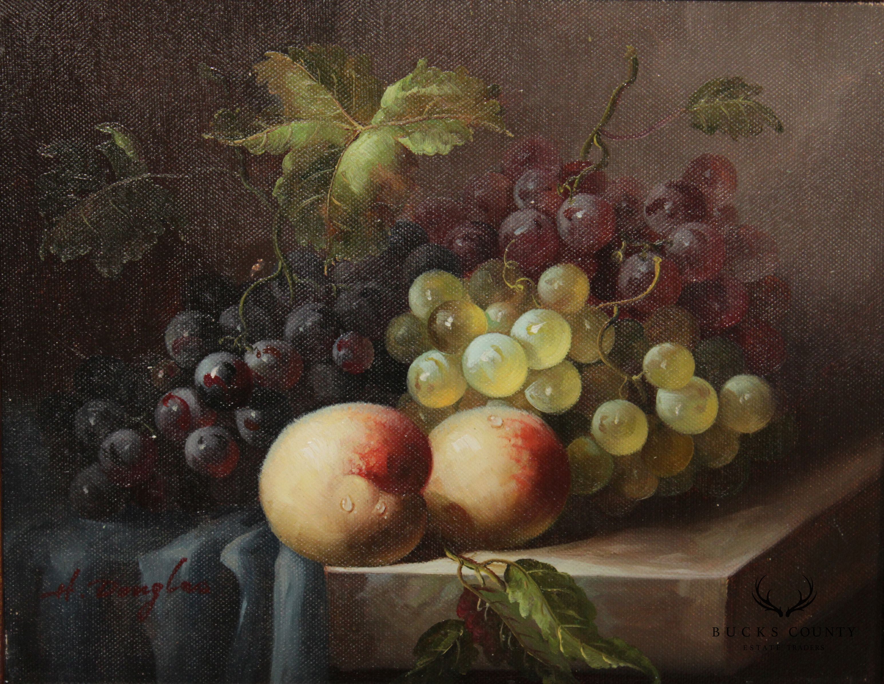 Custom Framed Oil on Canvas Still Life, Signed