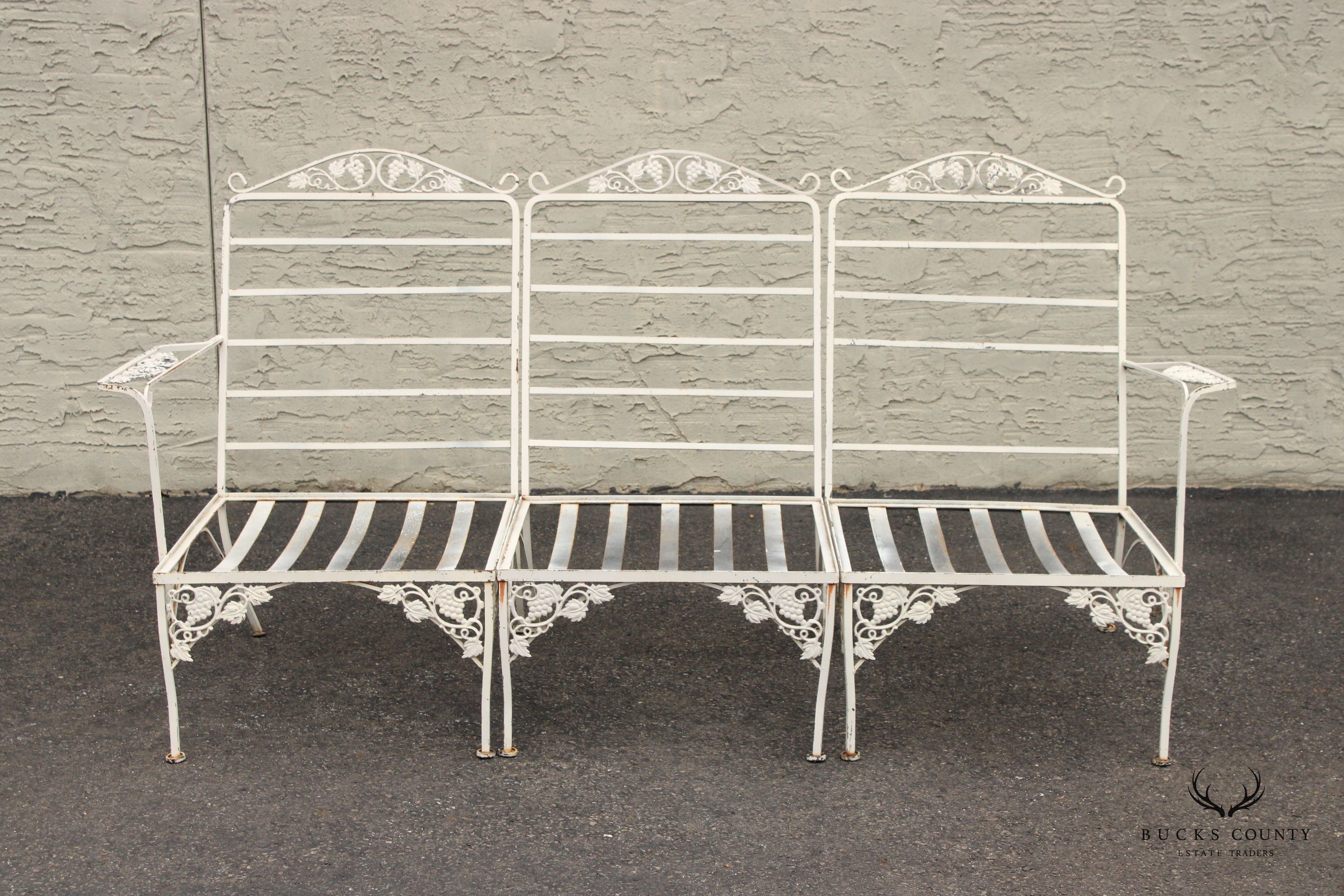 Vintge Quality Wrought Iron Three Piece Outdoor Patio Sofa