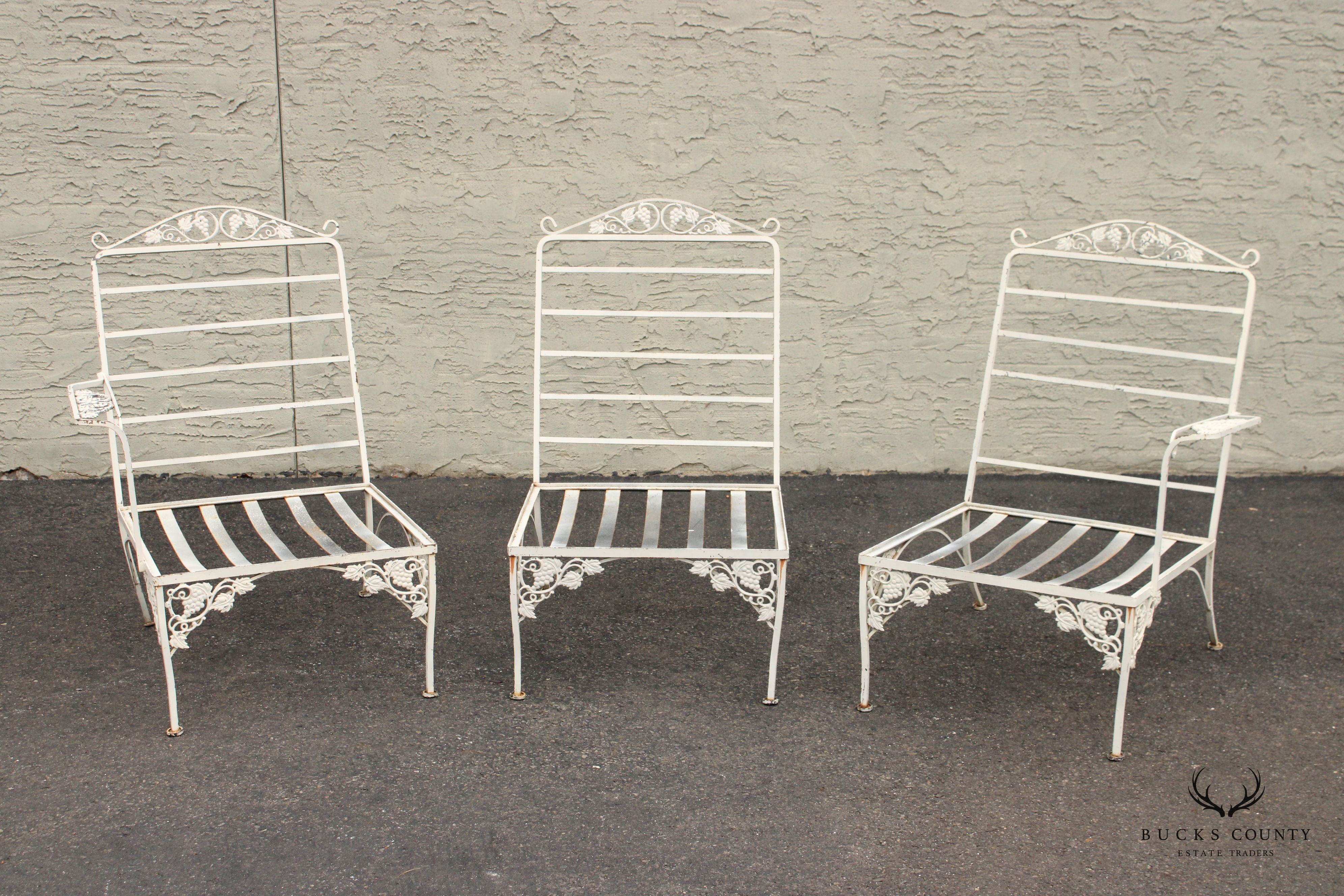 Vintge Quality Wrought Iron Three Piece Outdoor Patio Sofa