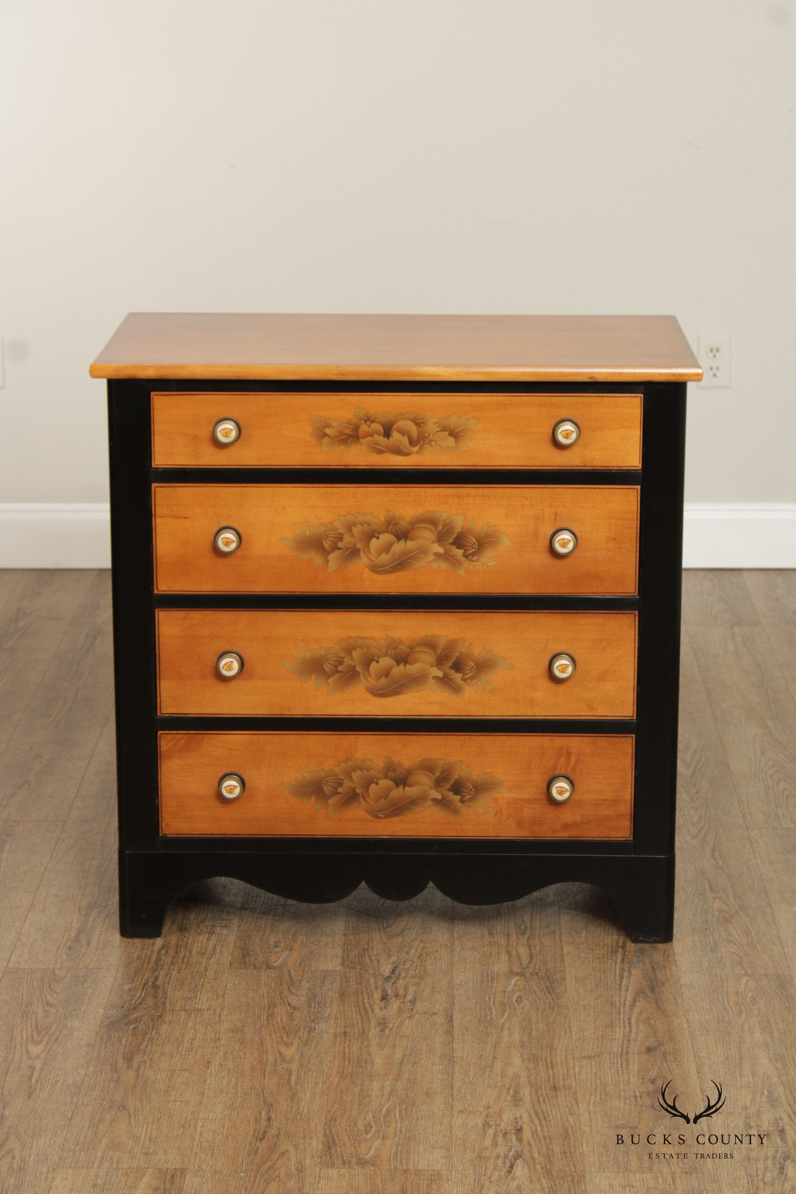 L. Hitchcock Ebonized and Stencil-Painted Chest of Drawers