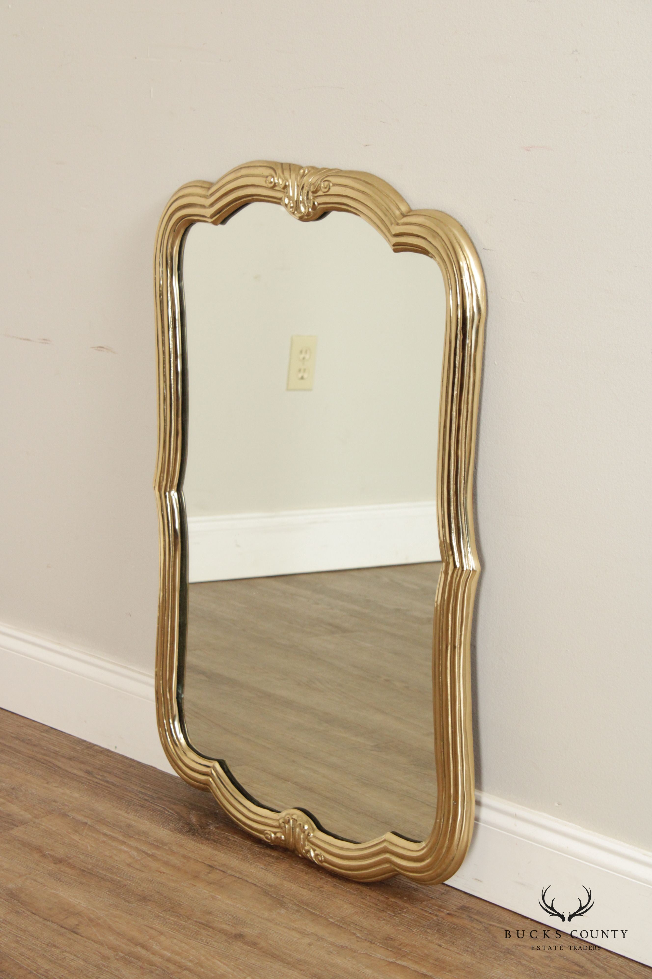 Decorative Crafts Inc. Hollywood Regency Lacquered Brass Wall Mirror