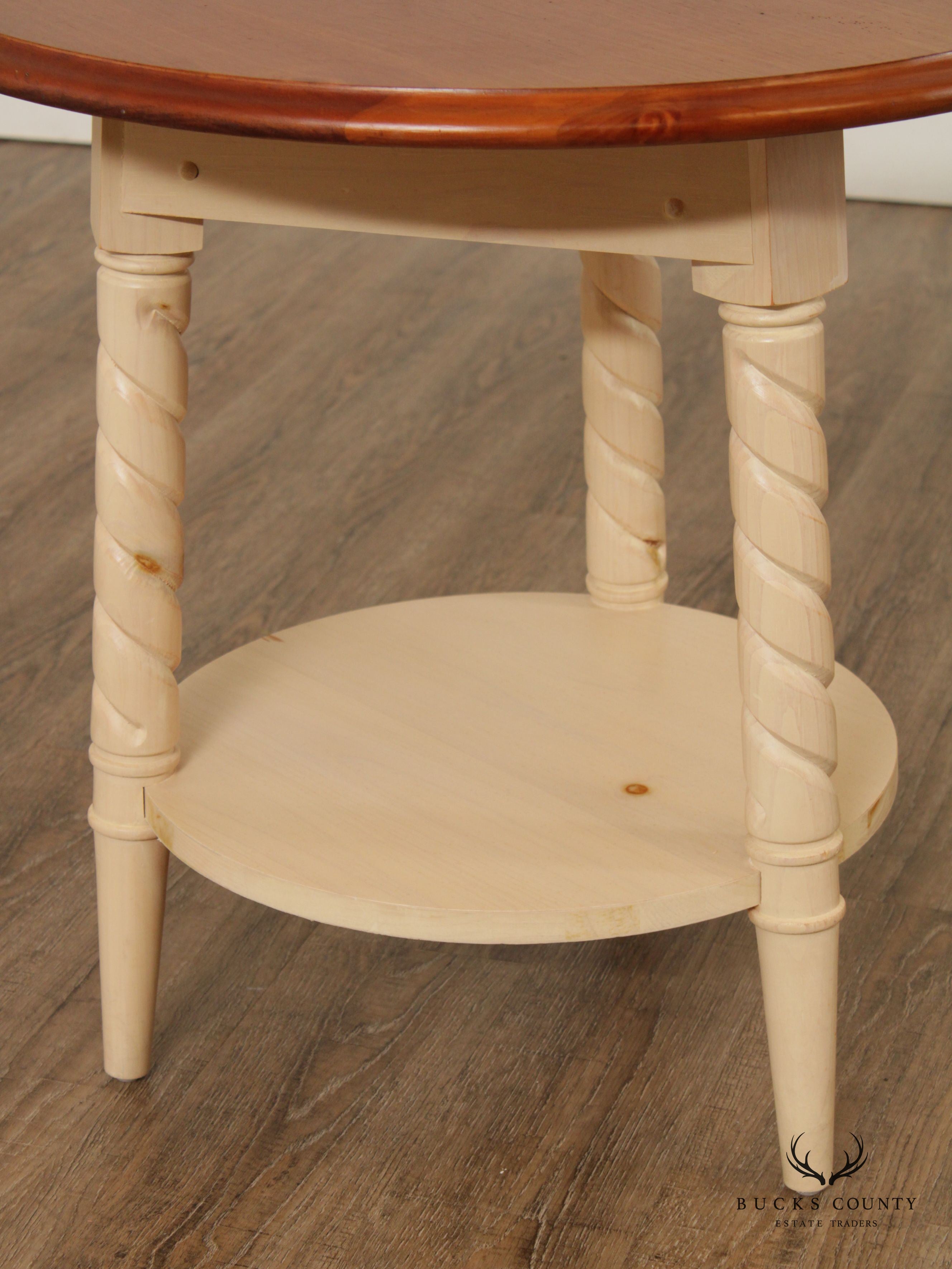 Rustic Vintage Pine Round Side Table