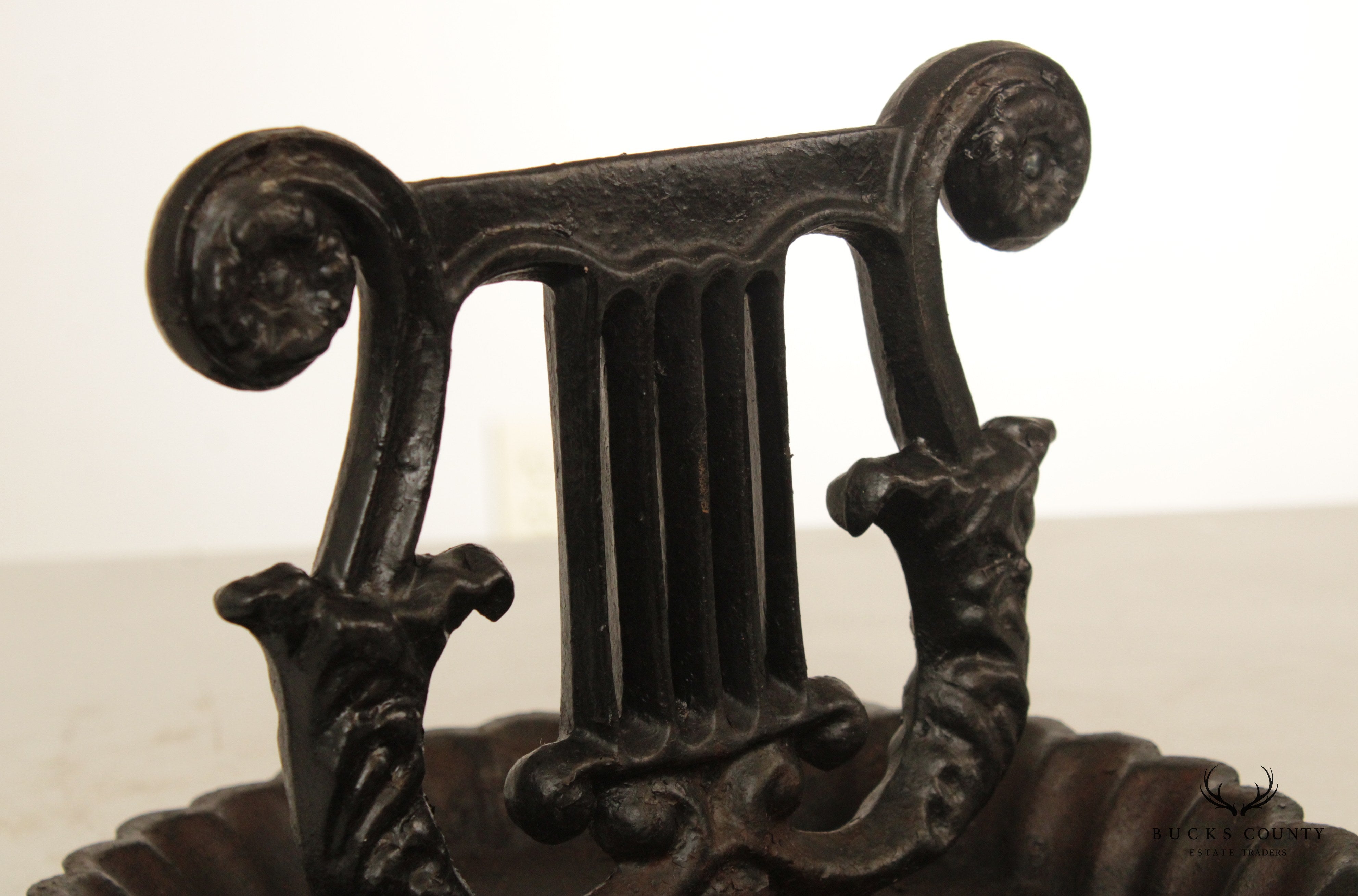 Antique Painted Cast Iron Lyre Form Boot Scraper