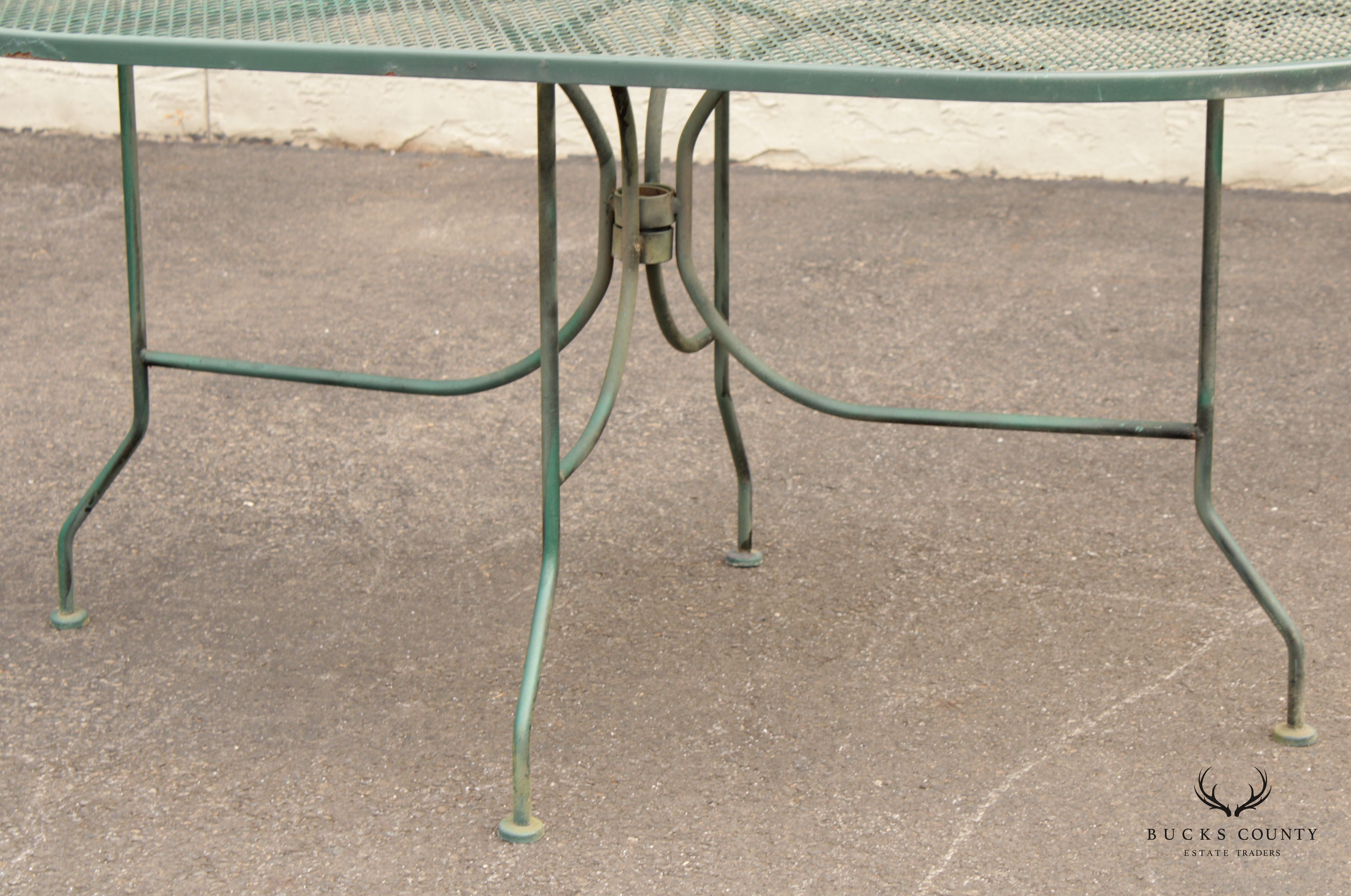 Mid Century Vintage Oval Wrought Iron Patio Garden Dining Table