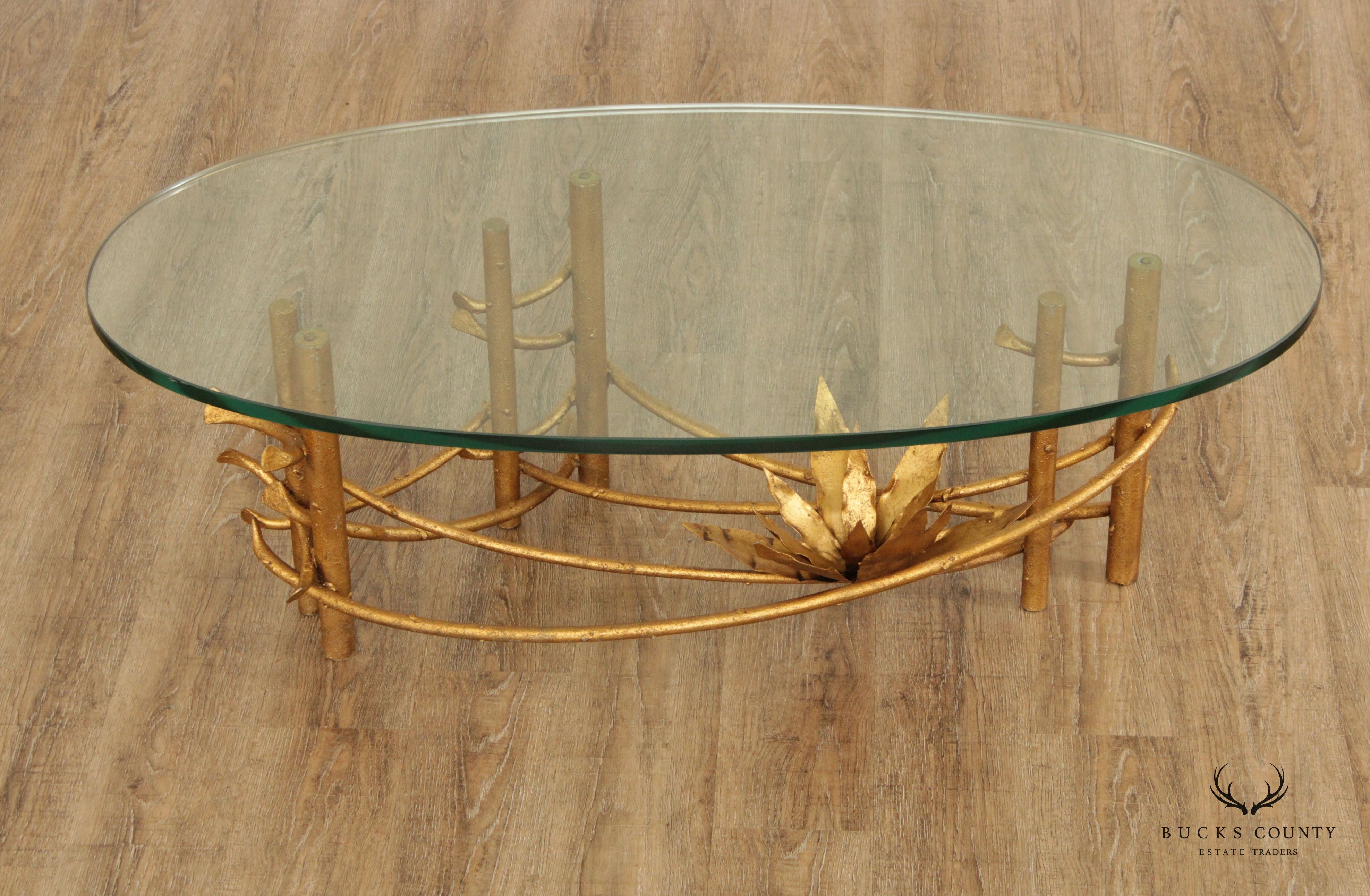 Mid Century Silas Seandel Brutalist Lotus Oval Coffee Table