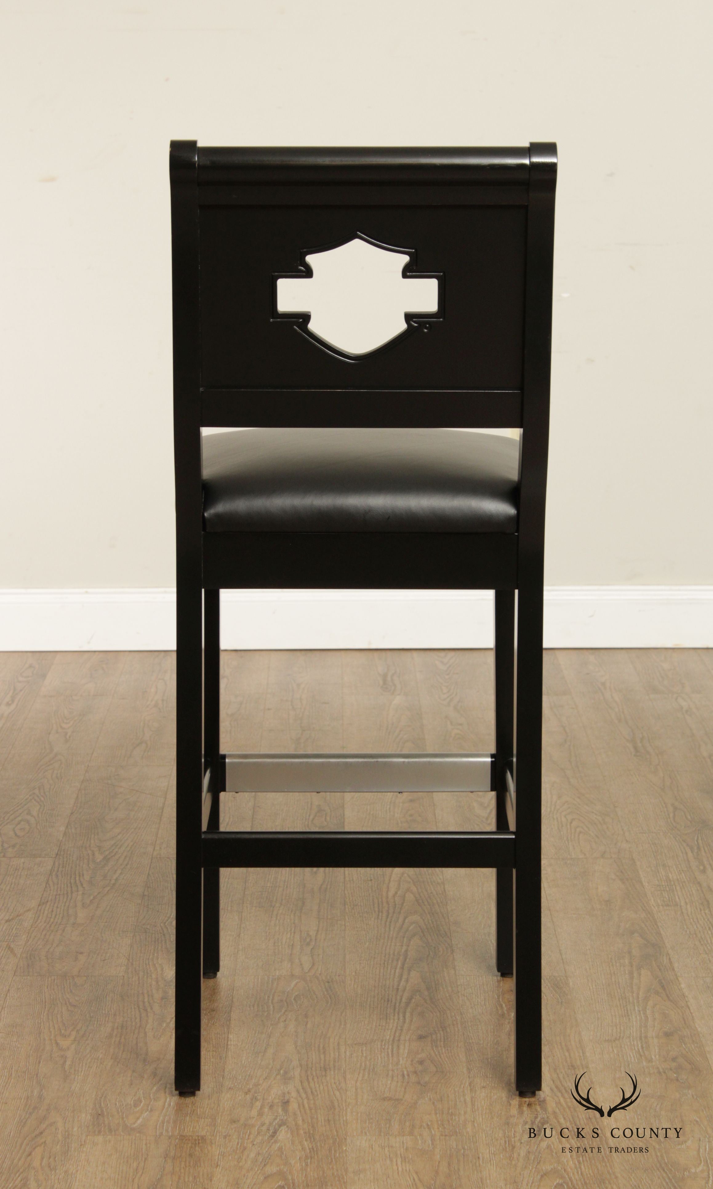 Classic Leather Inc. Enthusiast Collection Set of Four Harley Davidson Bar Stools