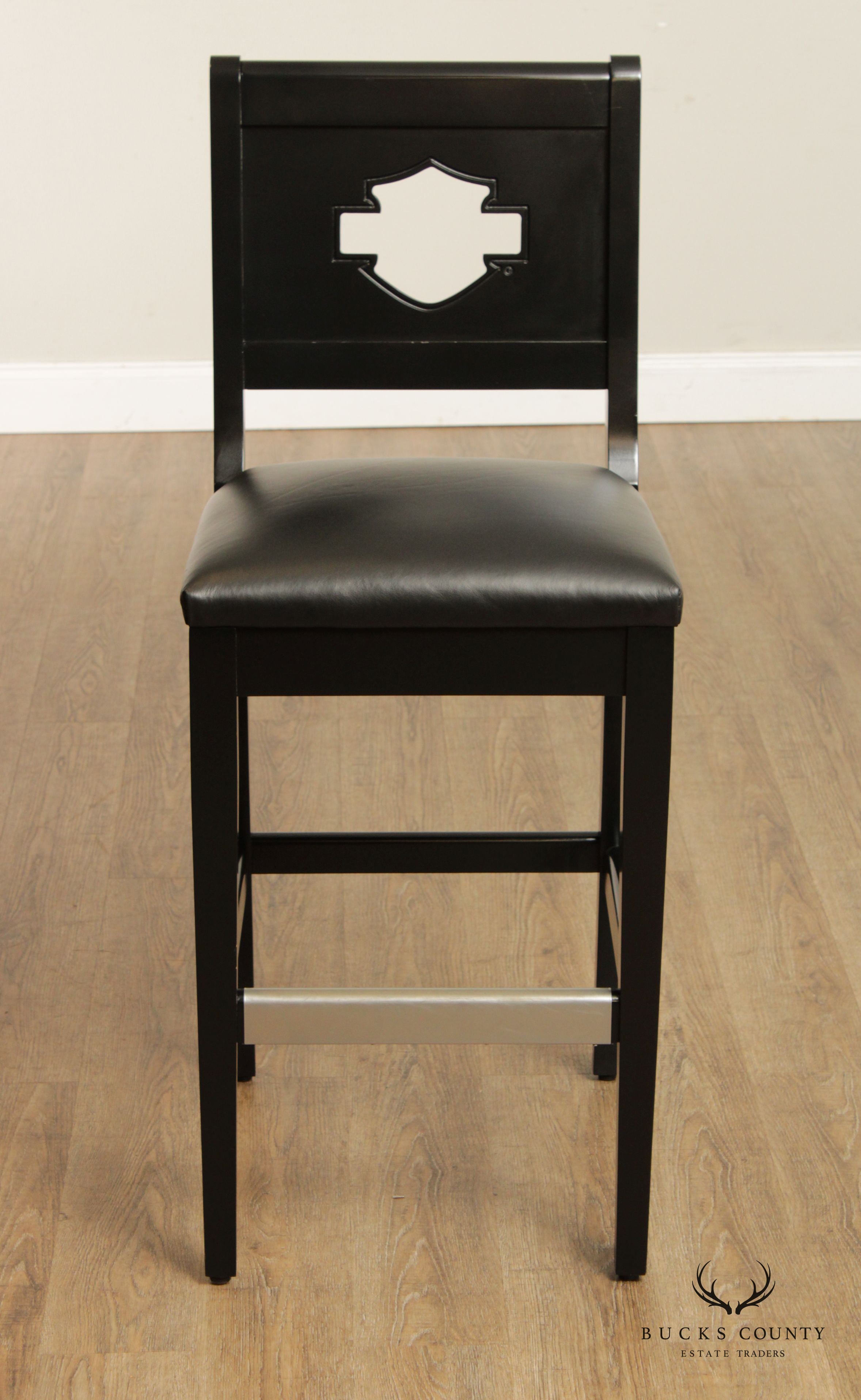 Classic Leather Inc. Enthusiast Collection Set of Four Harley Davidson Bar Stools