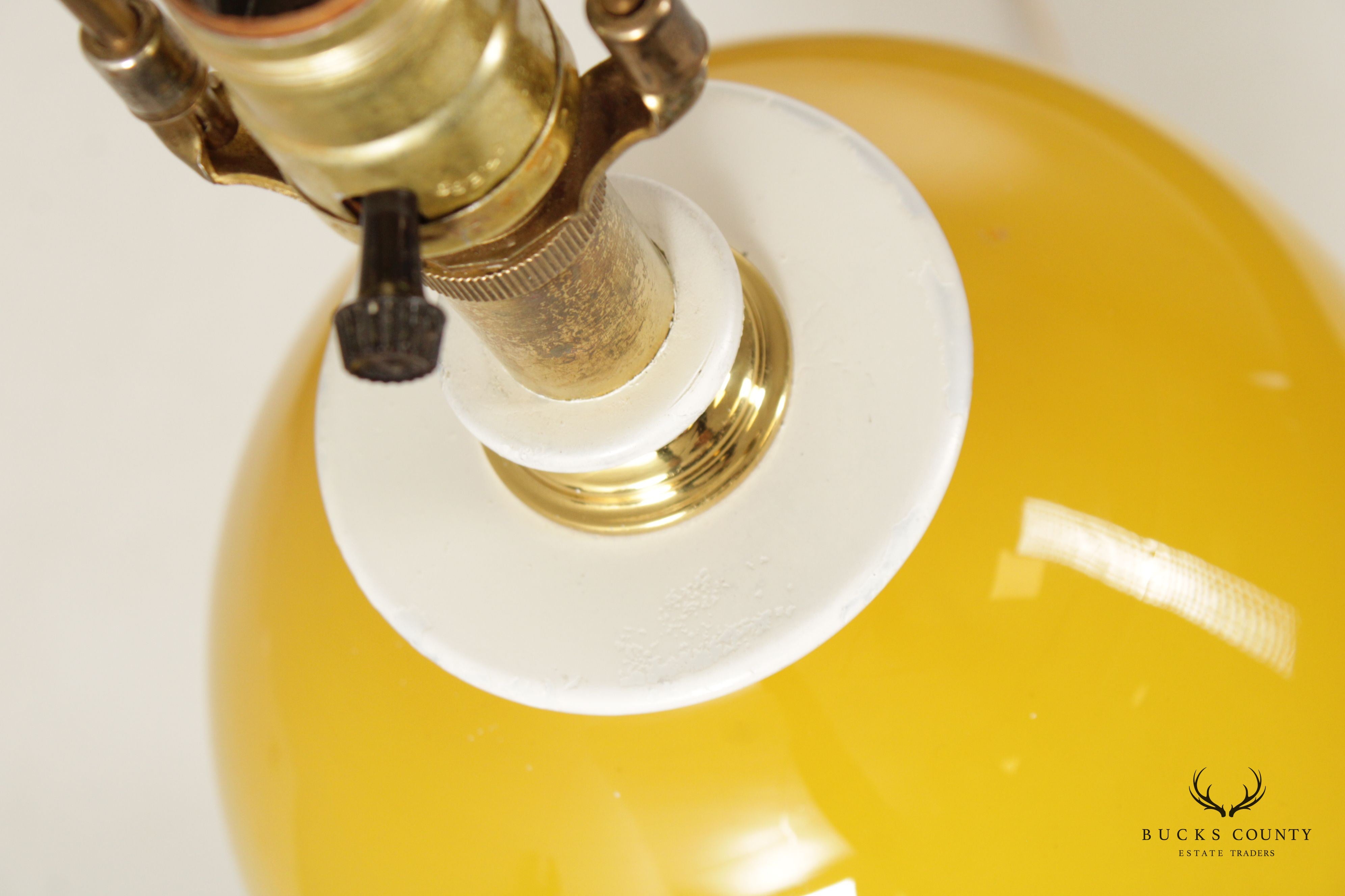 Mid Century Yellow Glass Ginger Jar Table Lamp