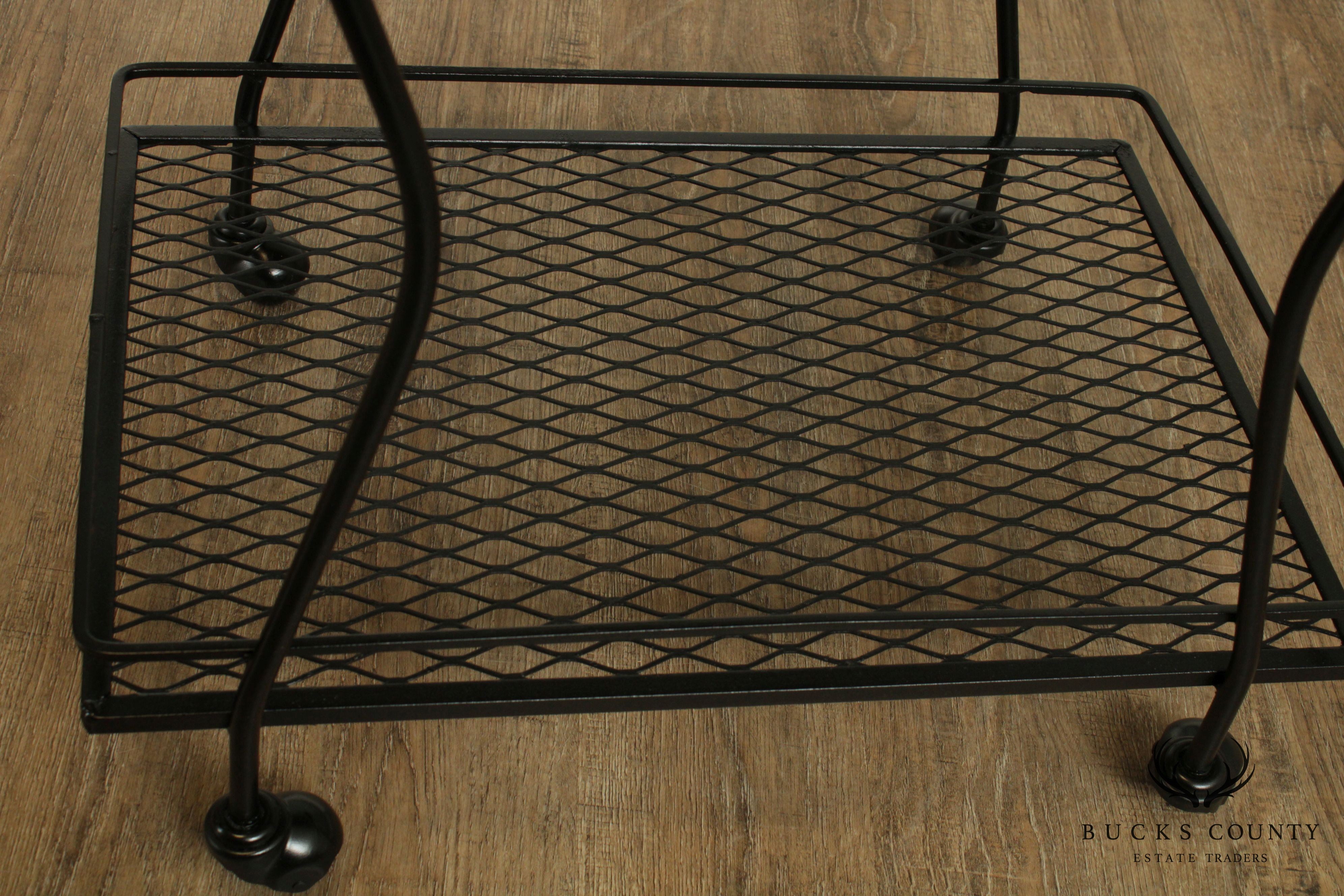 Mid-Century Modern Wrought Iron Tile Top Serving Cart, Trolly