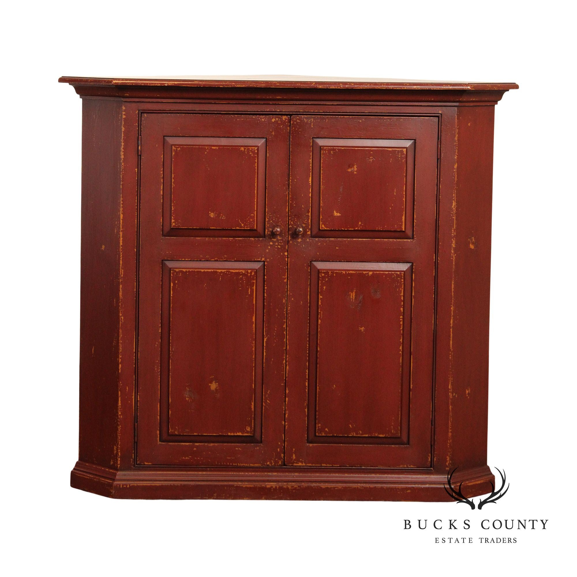 William Draper Primitive Farmhouse Painted Low Corner Cupboard