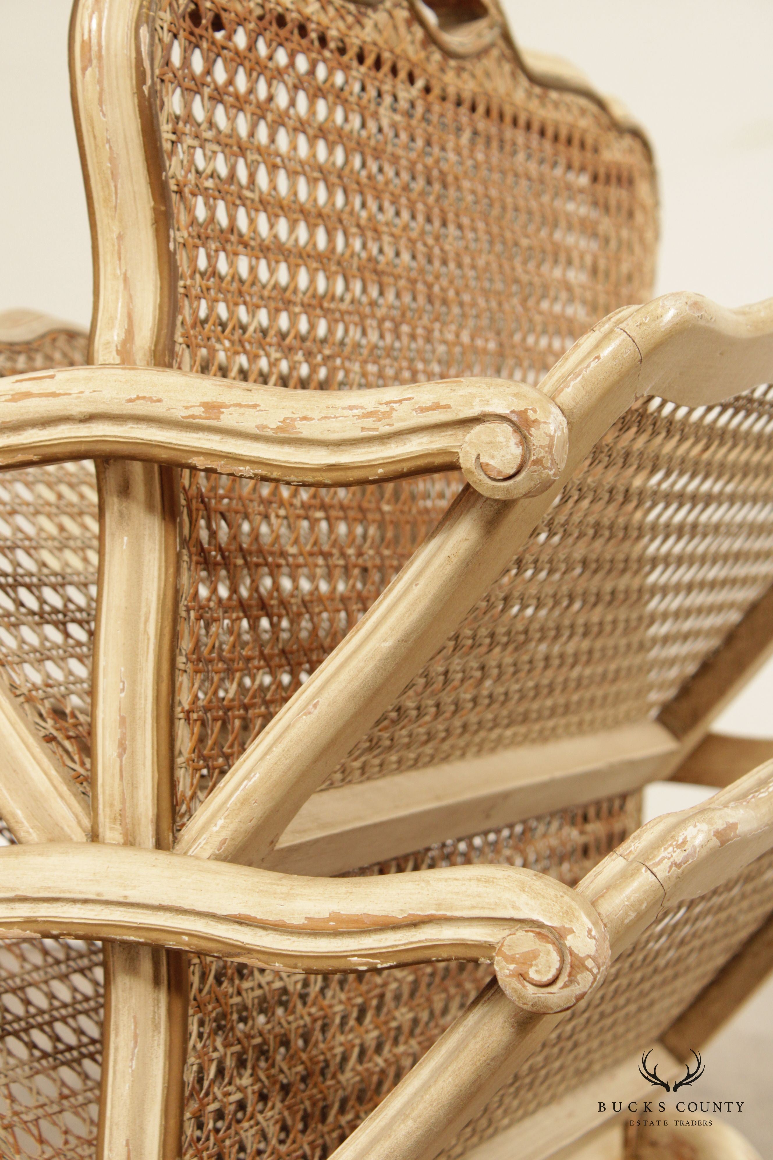 Vintage Louis XV Style Cane Magazine Rack
