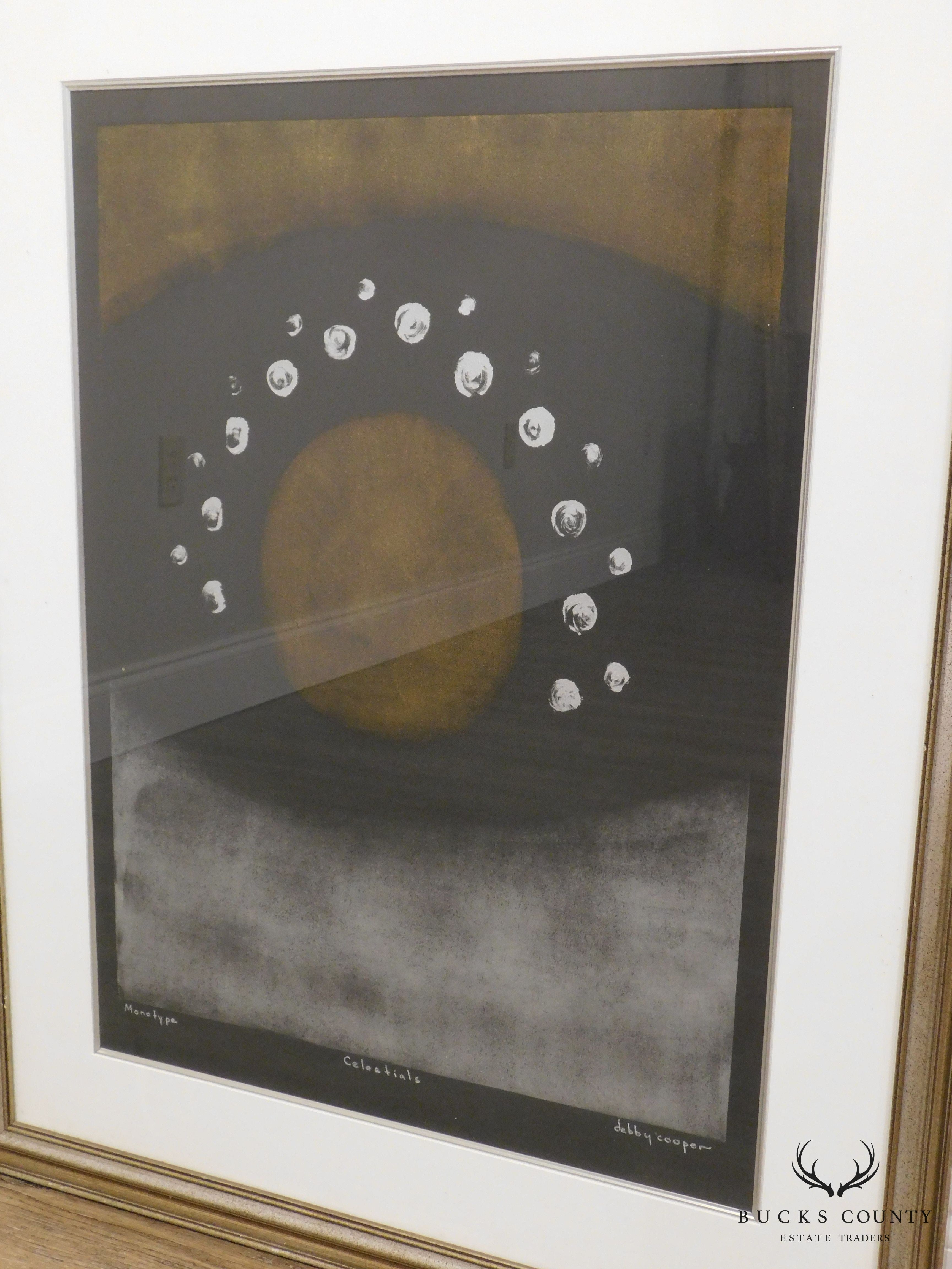 Debby Cooper Harbin "Celestials" Monotype, Oil on Paper Custom Frame