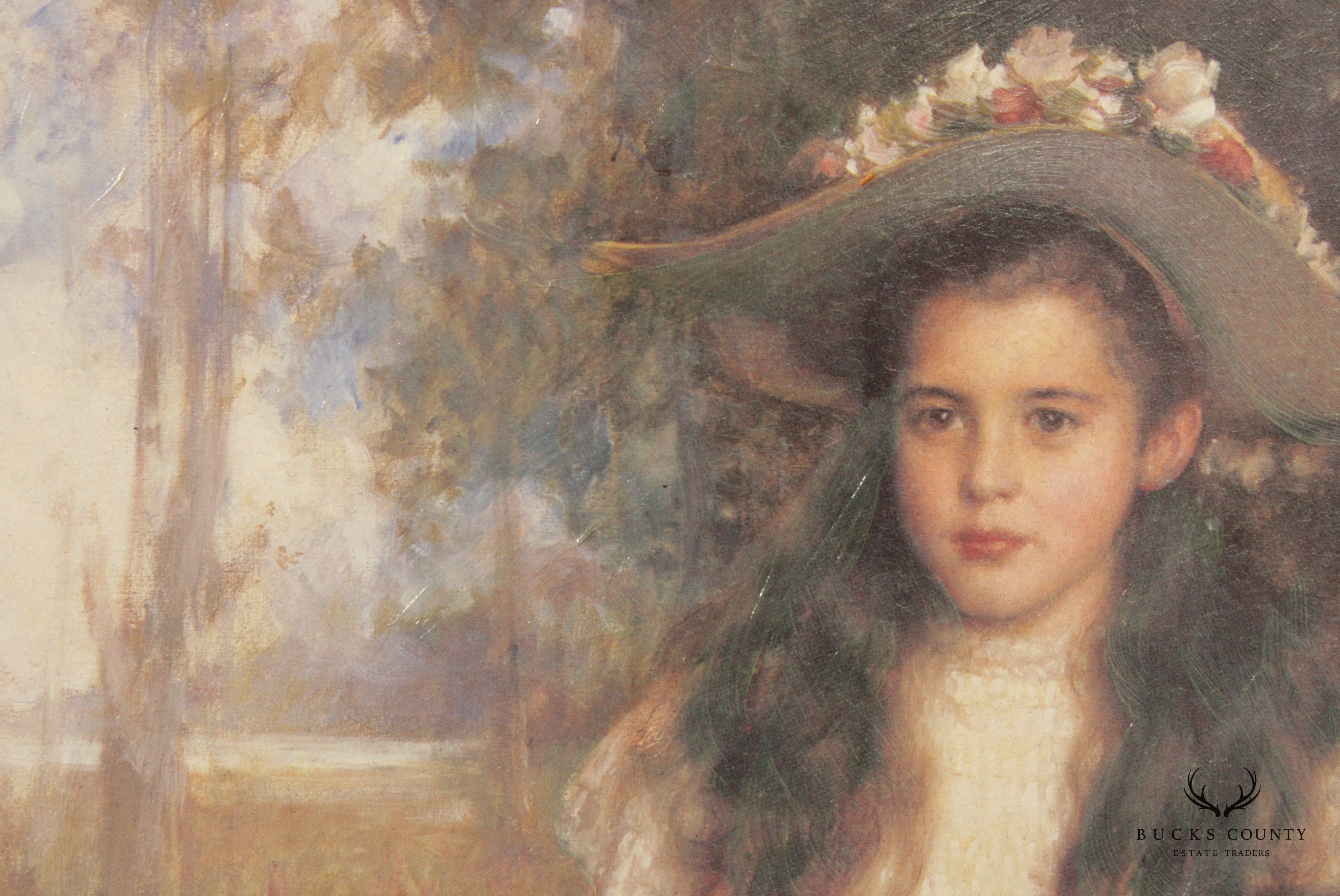 Vintage Framed Victorian Portrait of Two Sisters Fine Art Print, After Robert Edward Morrison