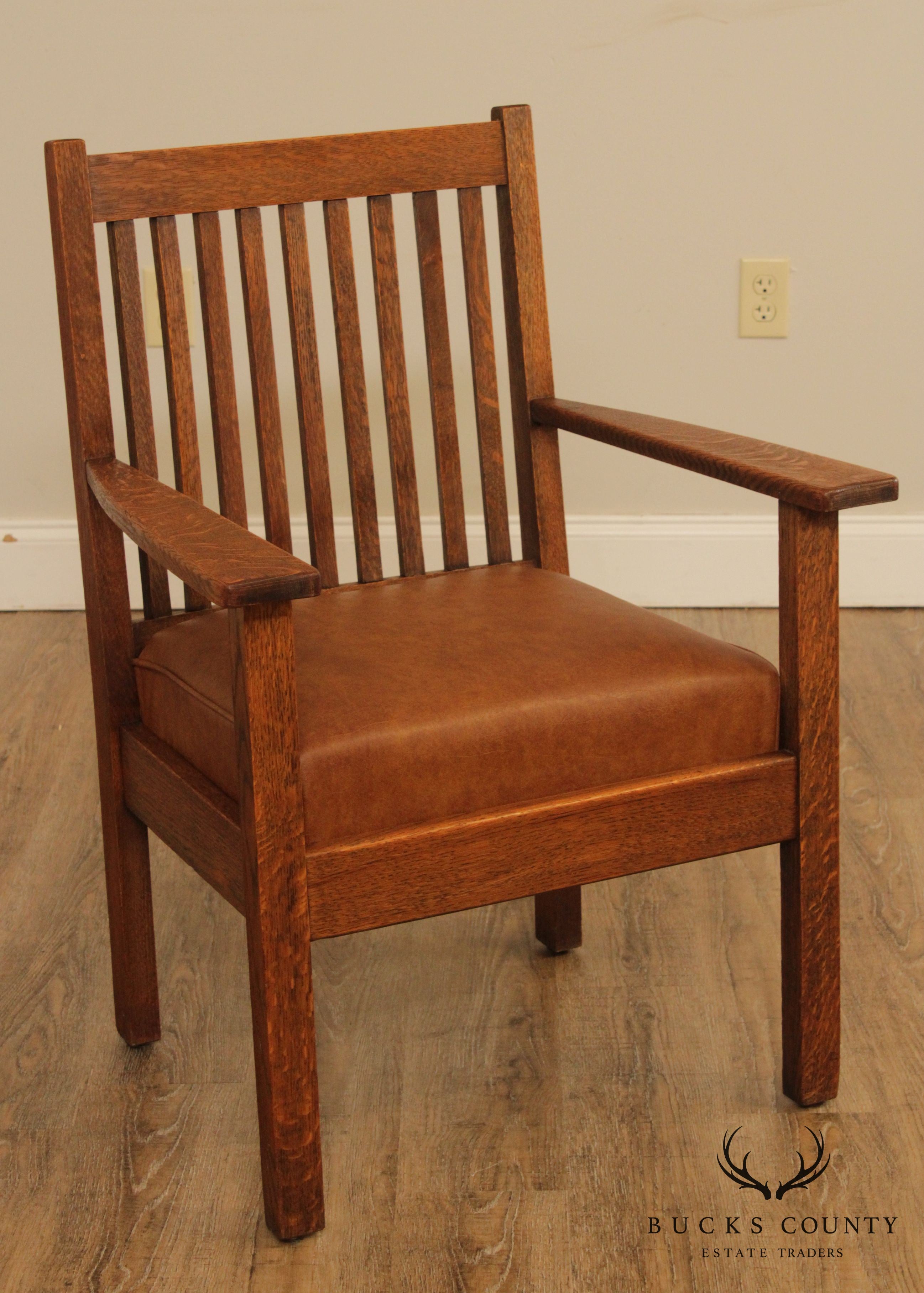 Antique Mission Oak Spindle Back Armchair