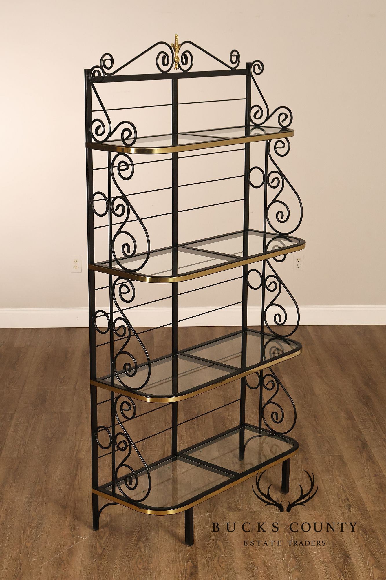 Morecraft French Country Style Wrought Iron And Glass Étagère