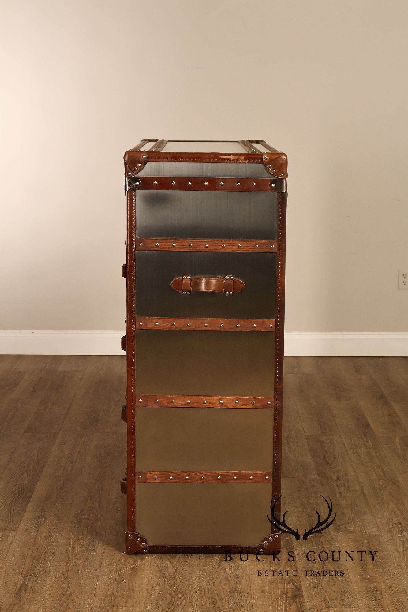 Restoration Hardware 'Mayfair' Steel and Leather Chest of Drawers