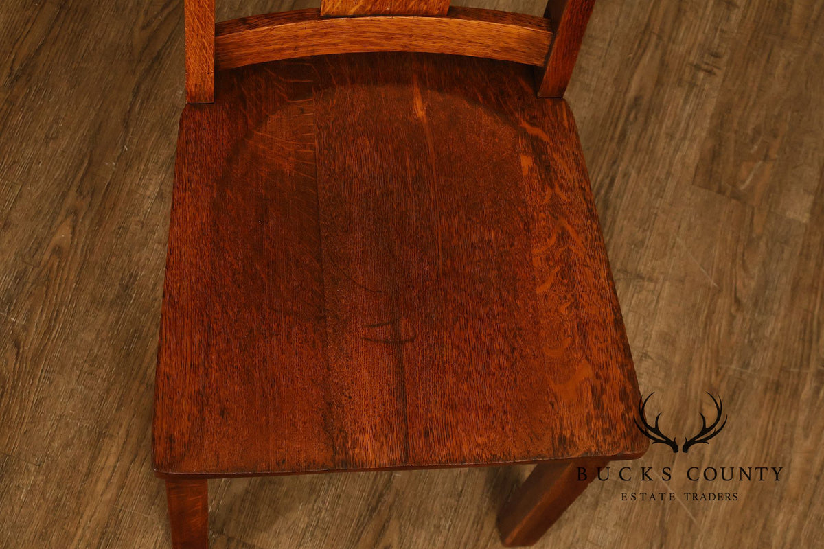 Antique Michigan Chair Company Arts And Crafts Oak Set Of Four Dining Chairs