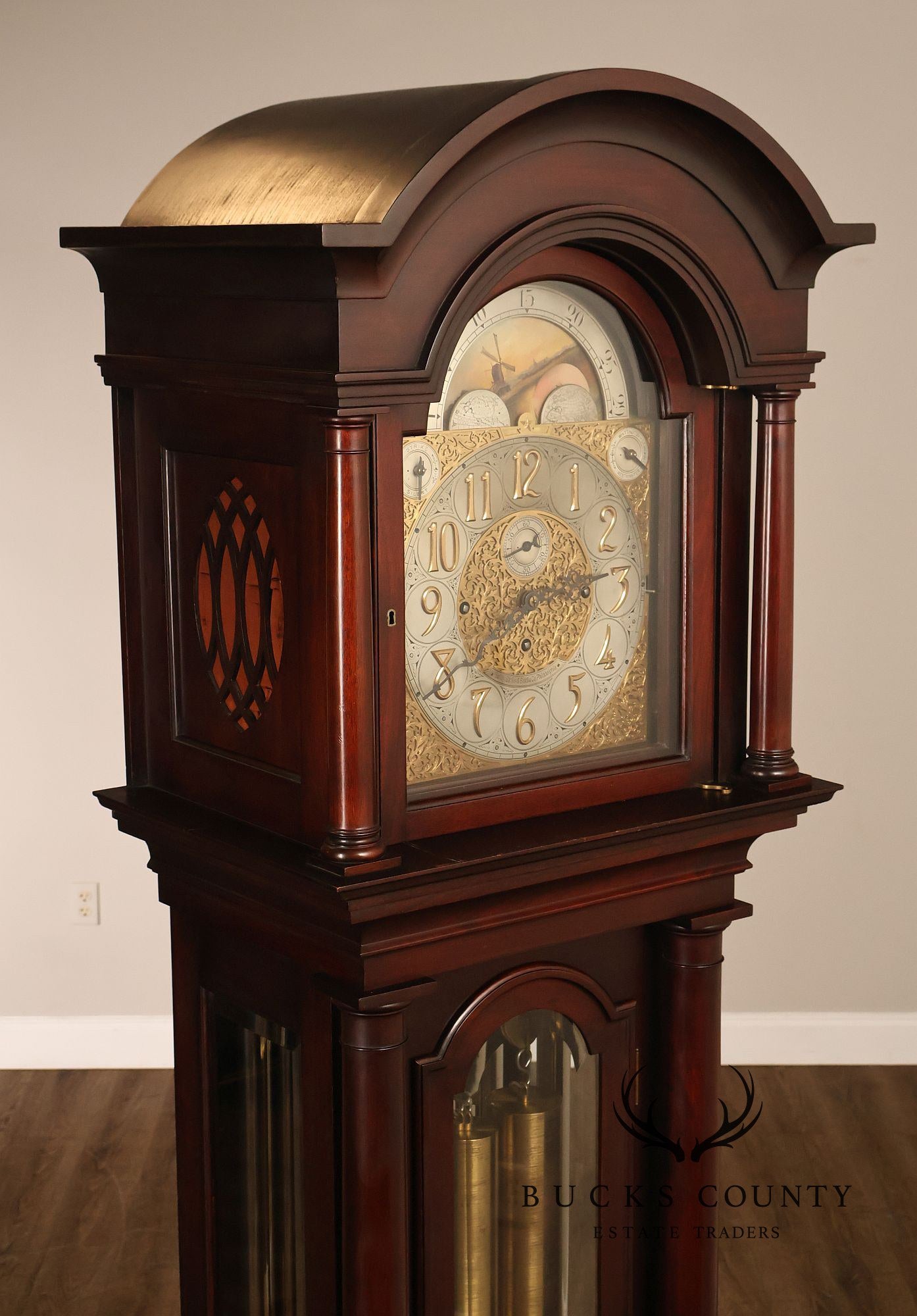 Baily Banks and Biddle  Antique Mahogany 9 Tube Grandfather Clock