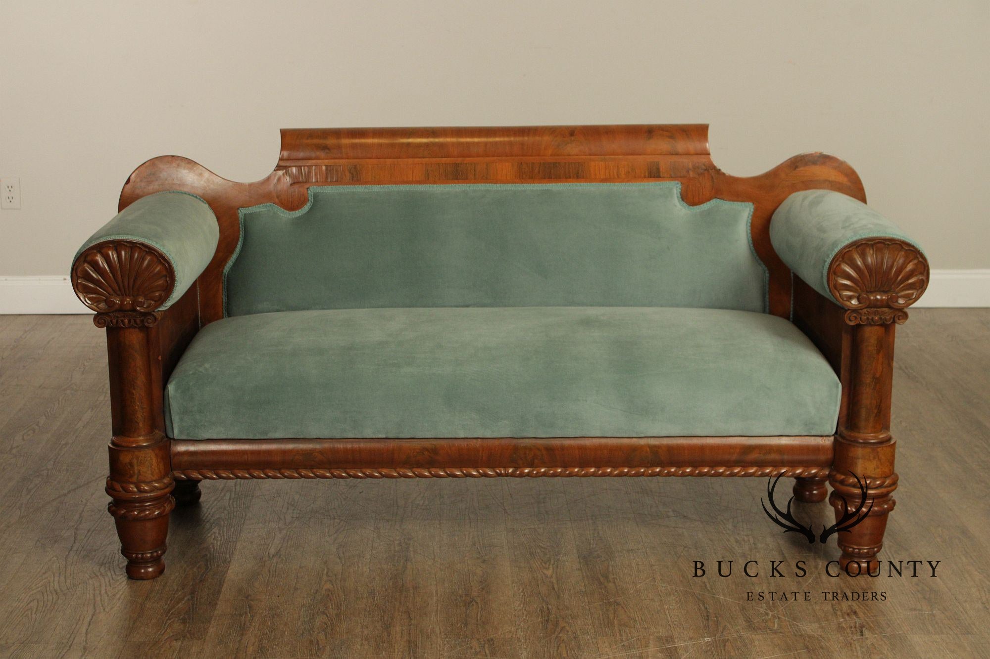 Antique American Empire Carved Mahogany Sofa