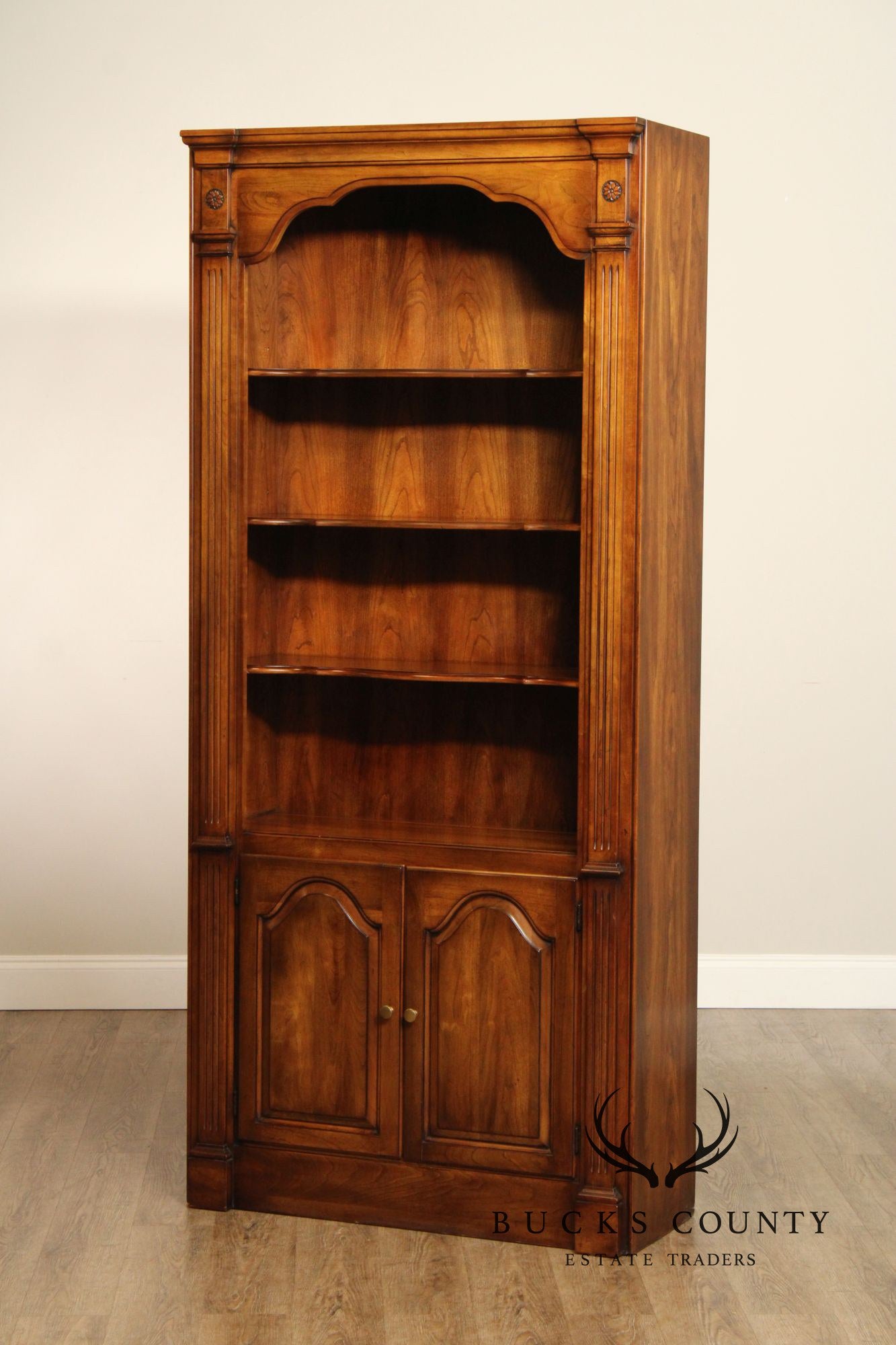 Statton Vintage Pair of Cherry Tall Open Bookcases