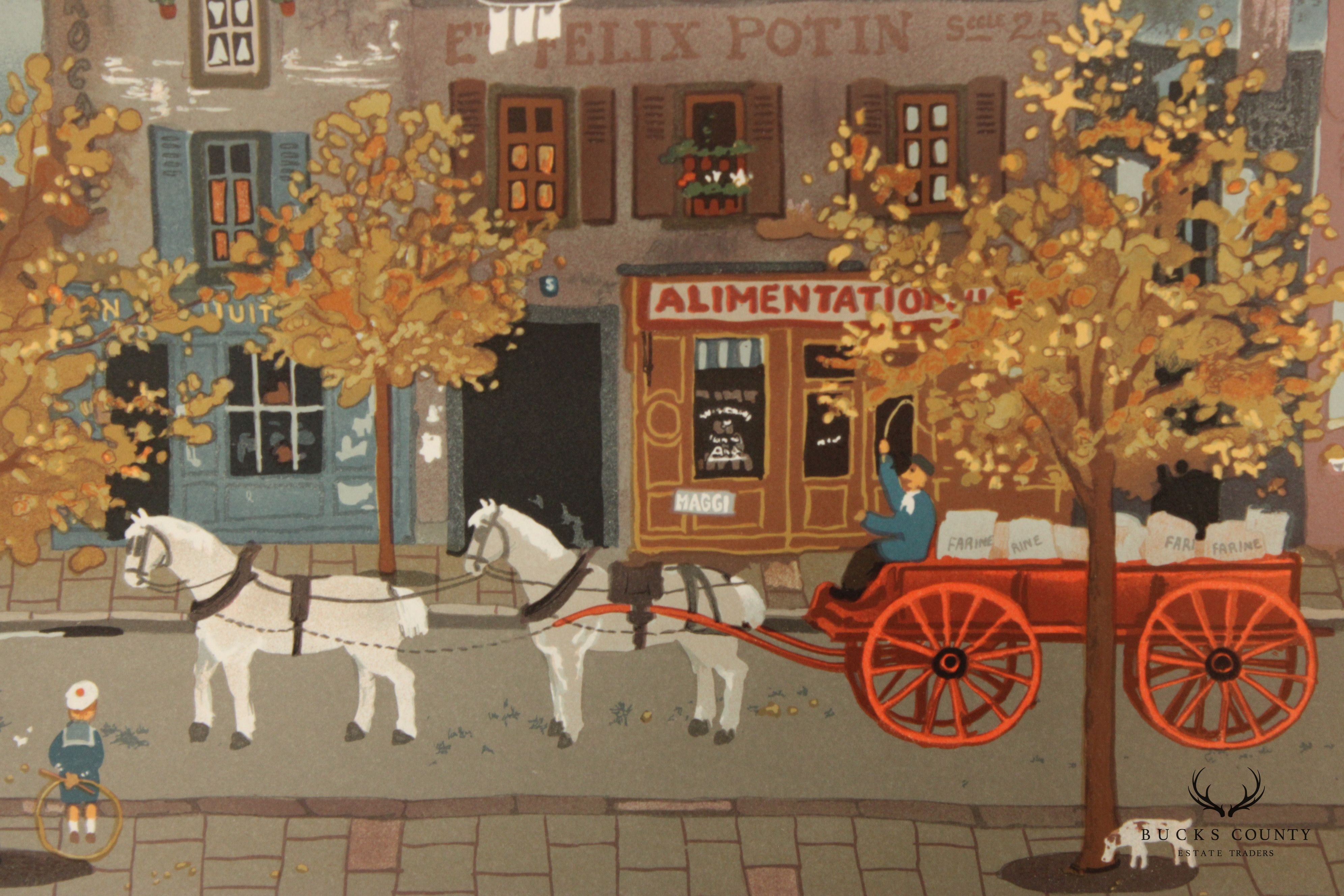 Michel Delacroix 'Marchand de Farine' Framed Numbered Lithograph