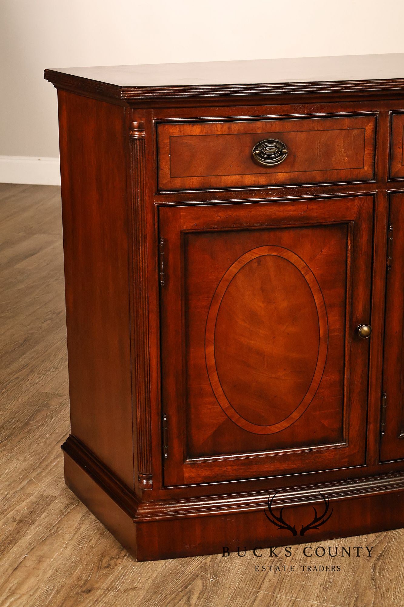 Drexel Heritage British Accents Curved Mahogany Dining Buffet Sideboard