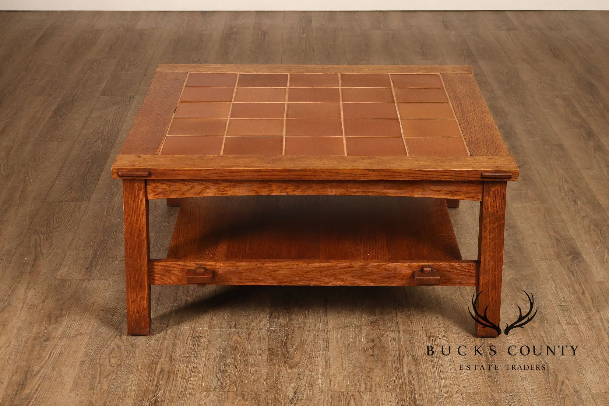 Stickley Mission Collection Oak Tile Top Coffee Table