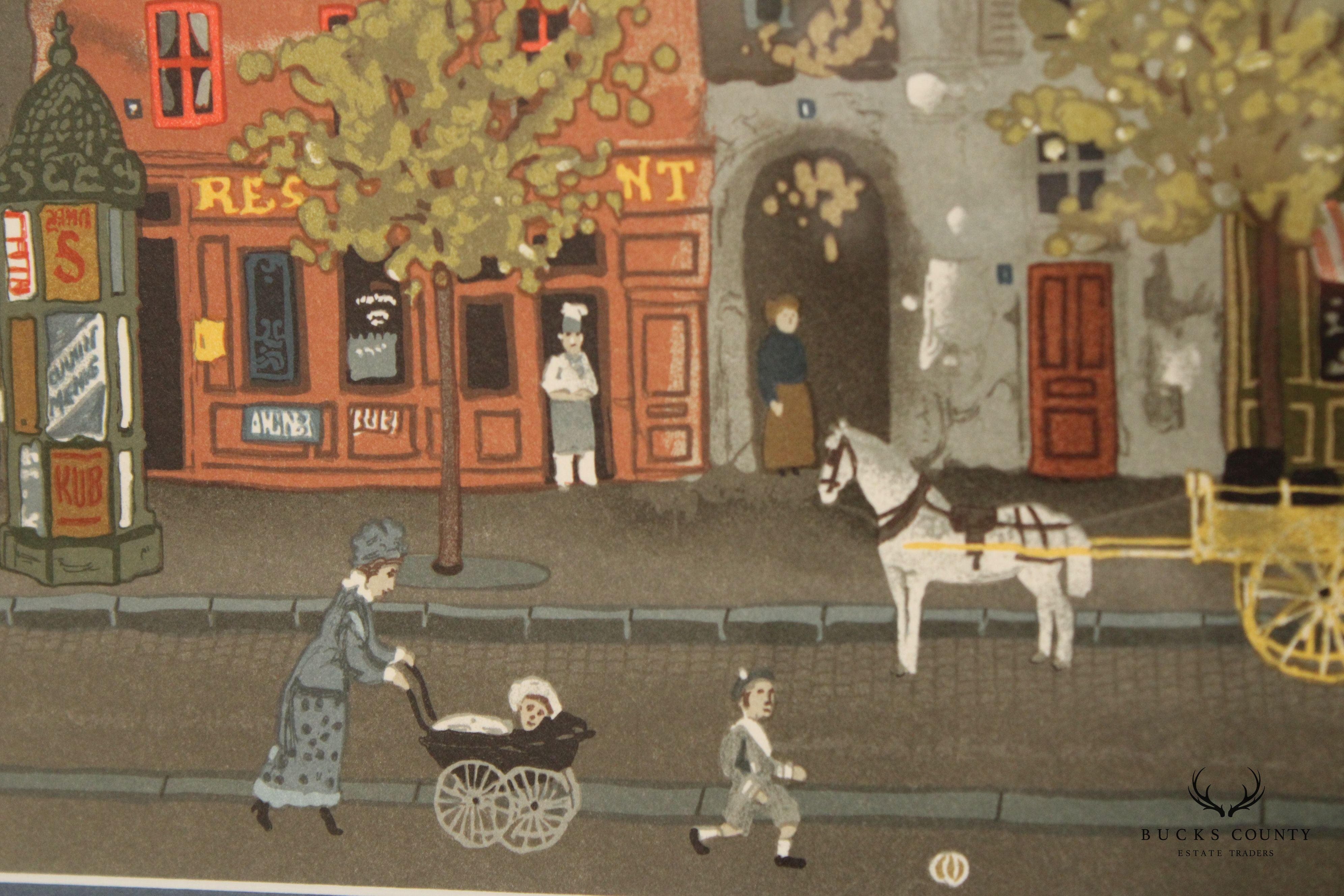 Michel Delacroix 'L'Homme Sandwich' Framed Colored Lithograph