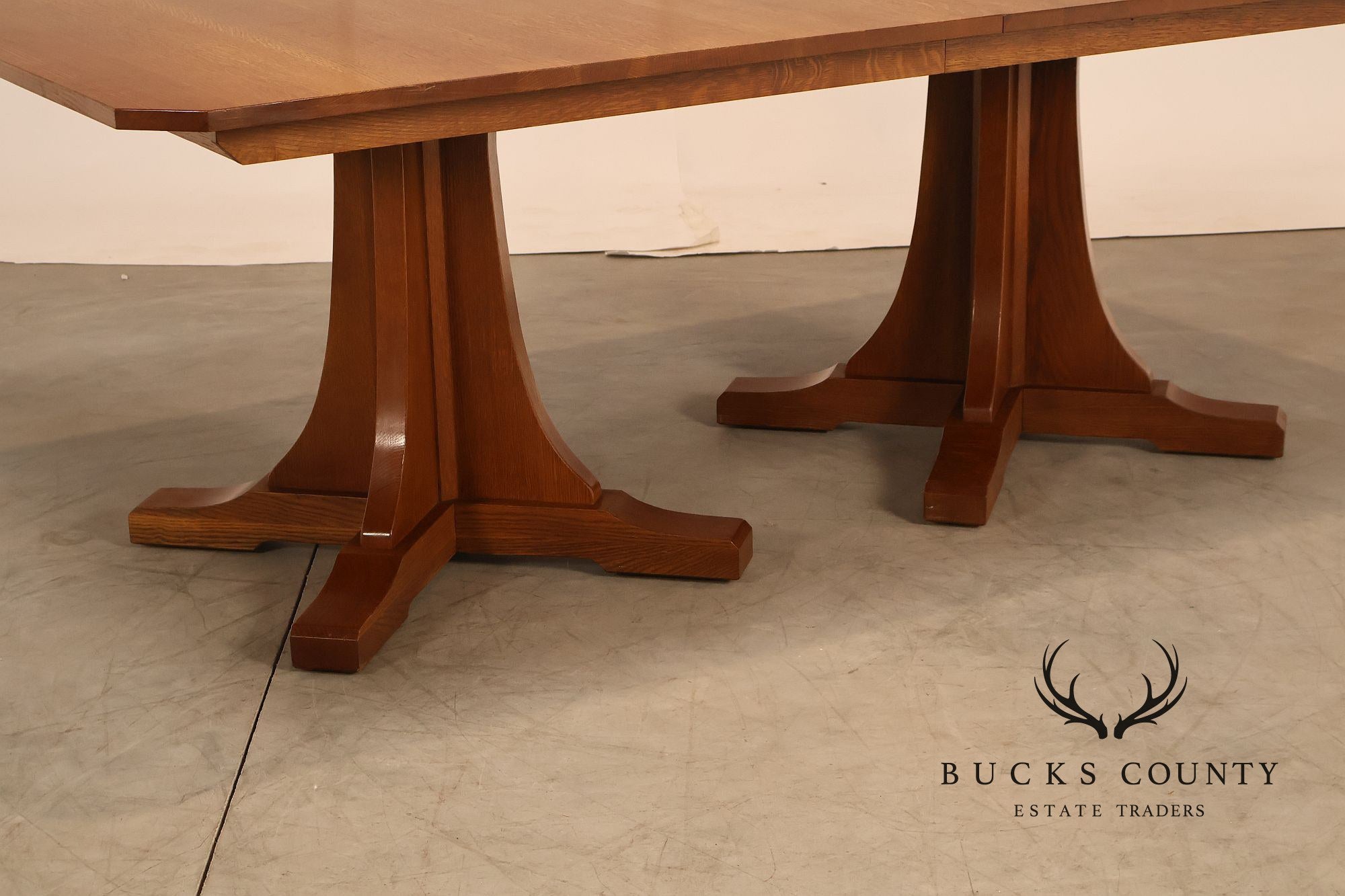 Stickley Mission Collection Oak Double Pedestal Dining Table