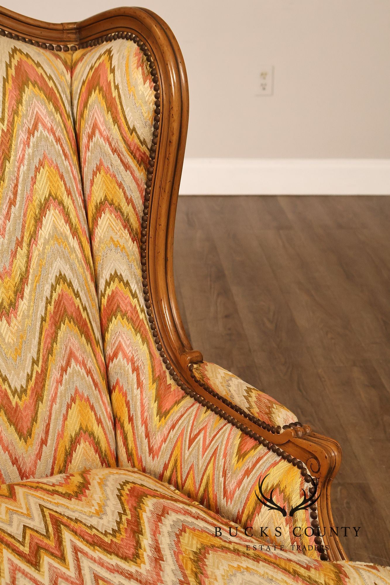 Baker Furniture Louis XV Style Wing Back Bergère Chair And Ottoman