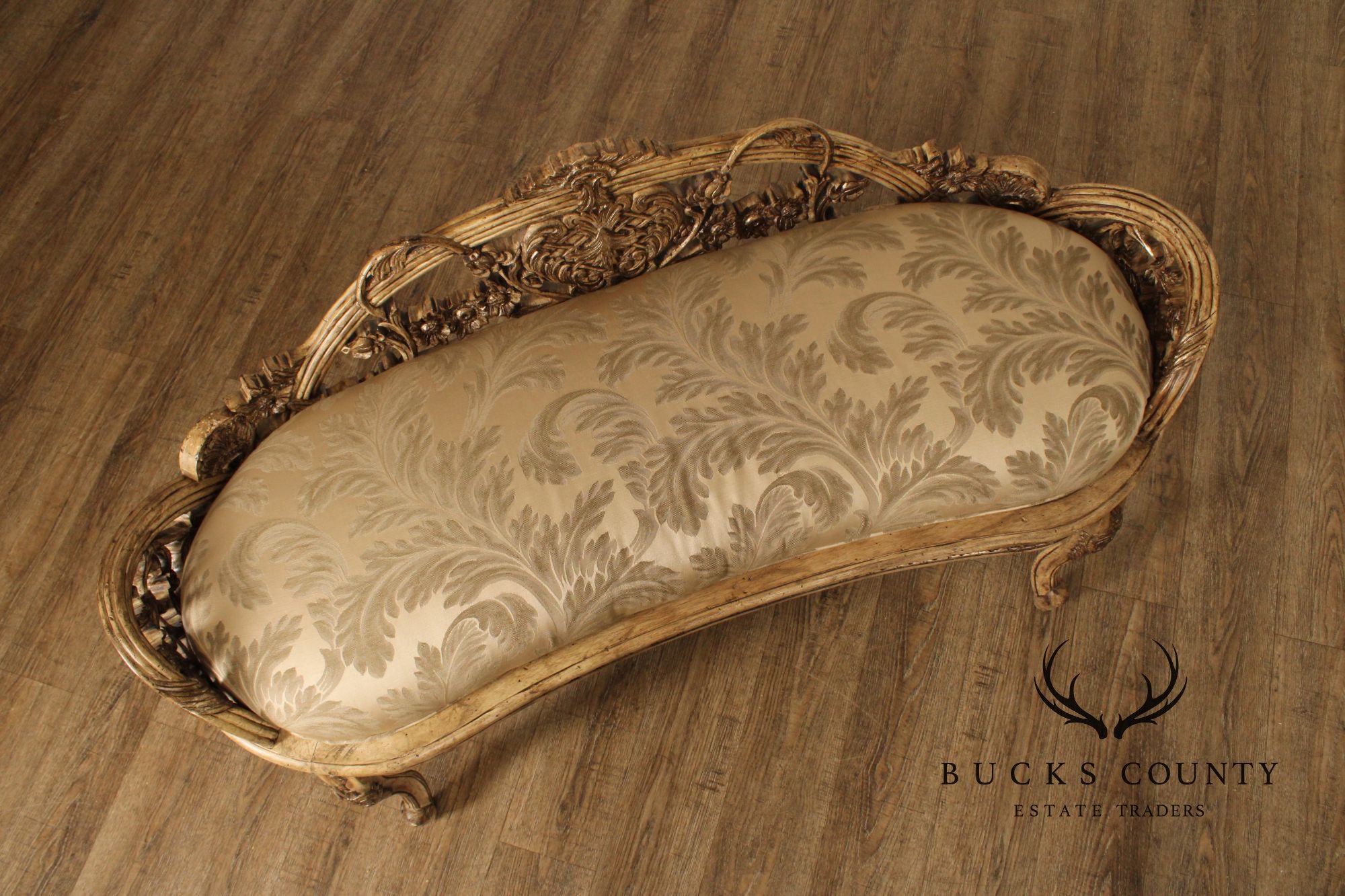 Italian Rococo Style Antiqued Window Bench