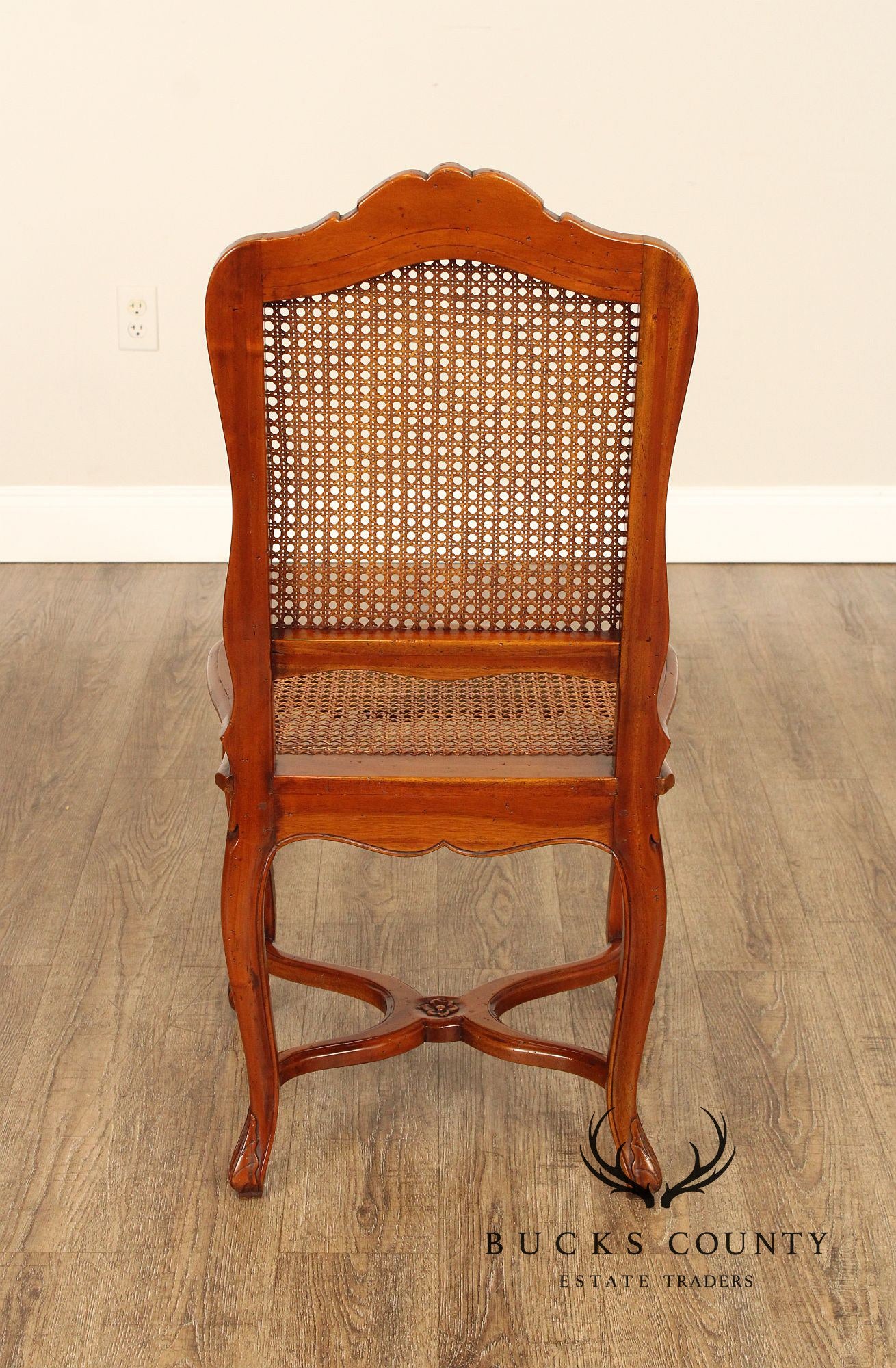 French Louis XV Style Set of Six Caned Dining Chairs