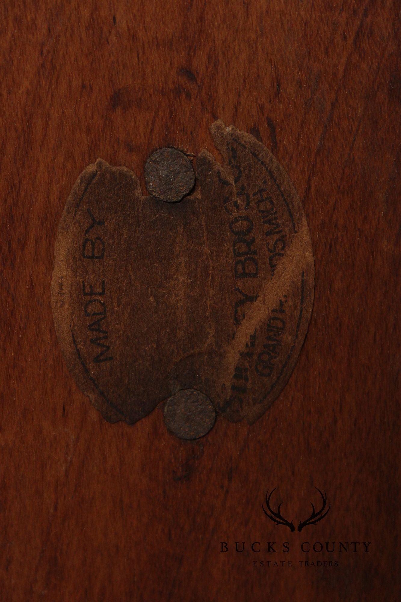 Early Stickley Brothers Inlaid Oak and Leather Daybed