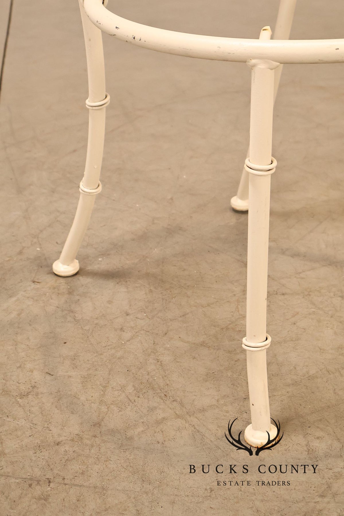 Vintage White Painted Wrought Iron Outdoor Chair Frame
