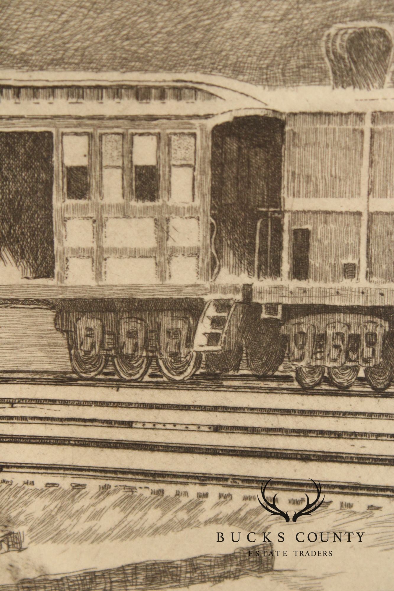 George A. Bradshaw Train Etching, 'Coalport, Trenton, 1885'