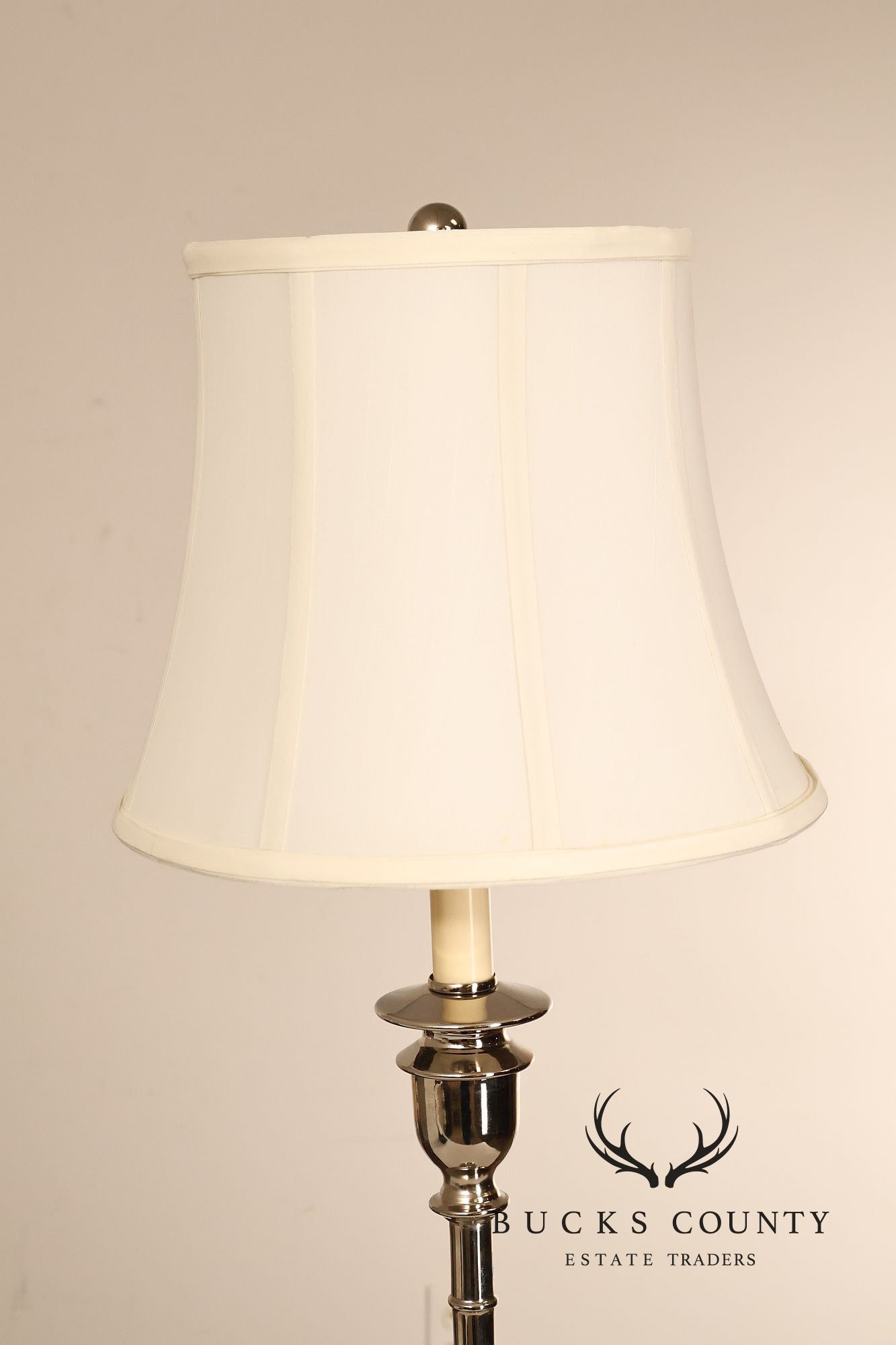 Ralph Lauren Pair of Chrome Candlestick Table Lamps