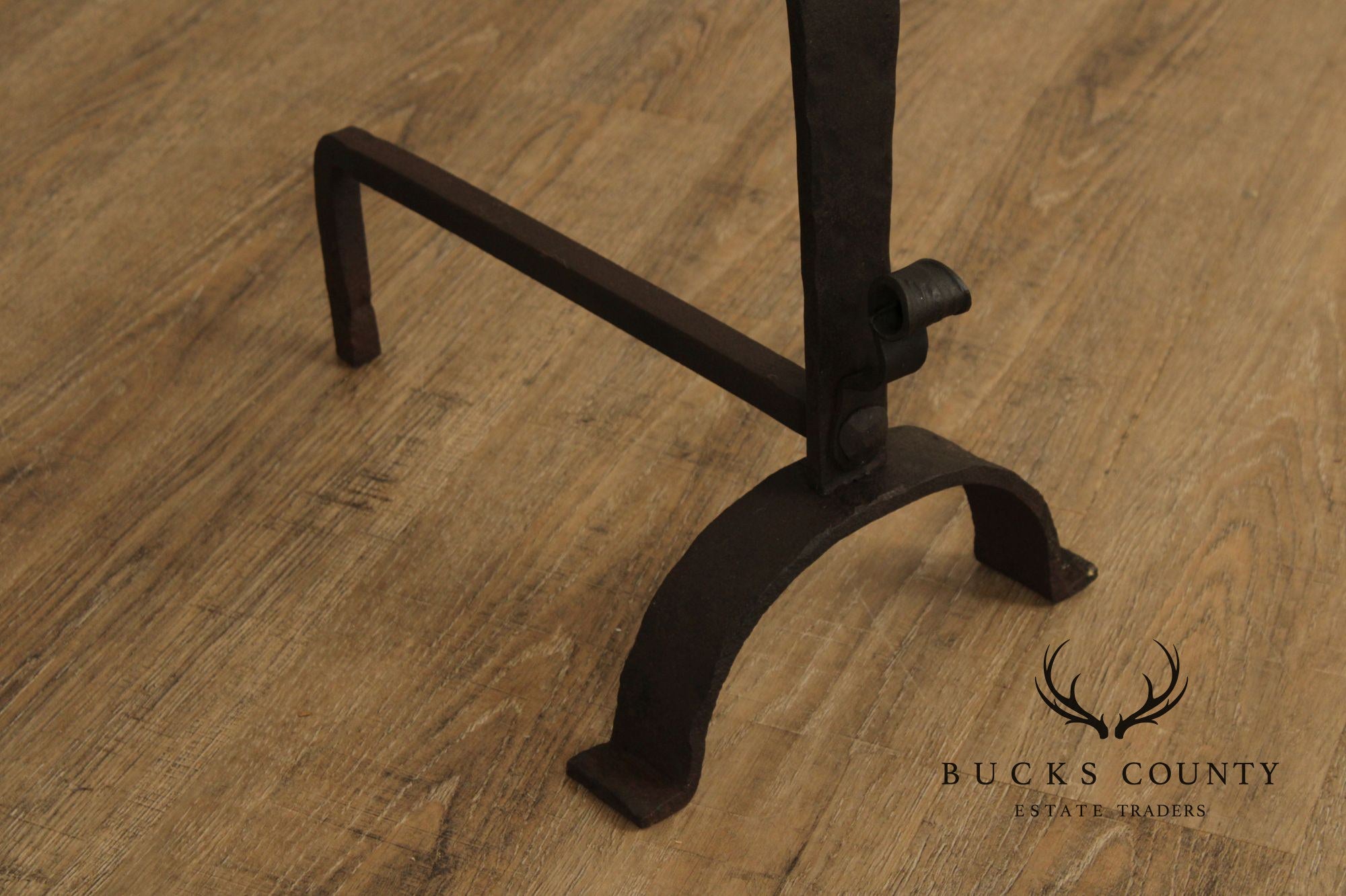 Arts & Crafts Pair of Wrought Iron Duck Fireplace Andirons