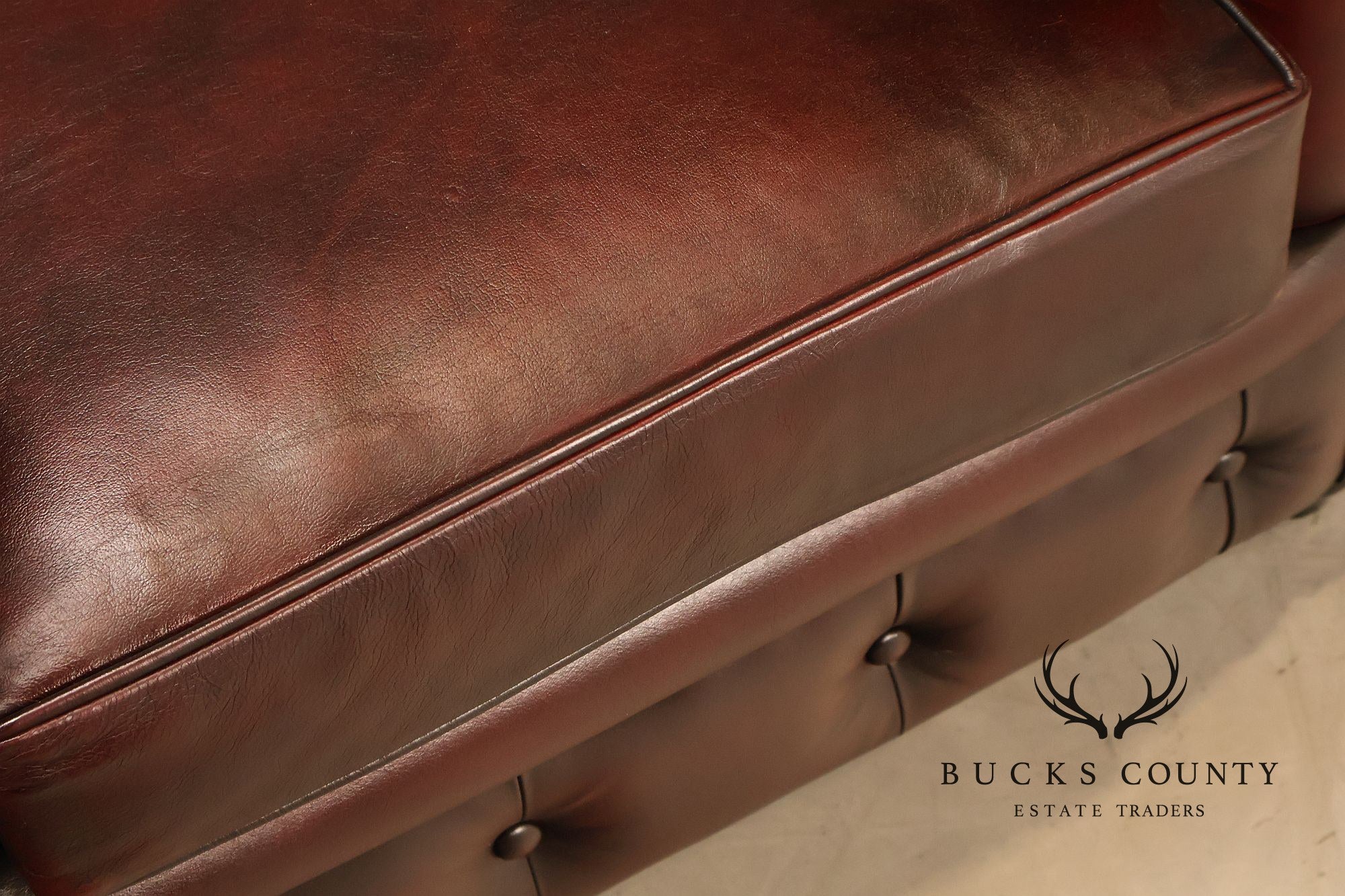 Chesterfield Style Pair of Oxford Red Leather Club Chairs