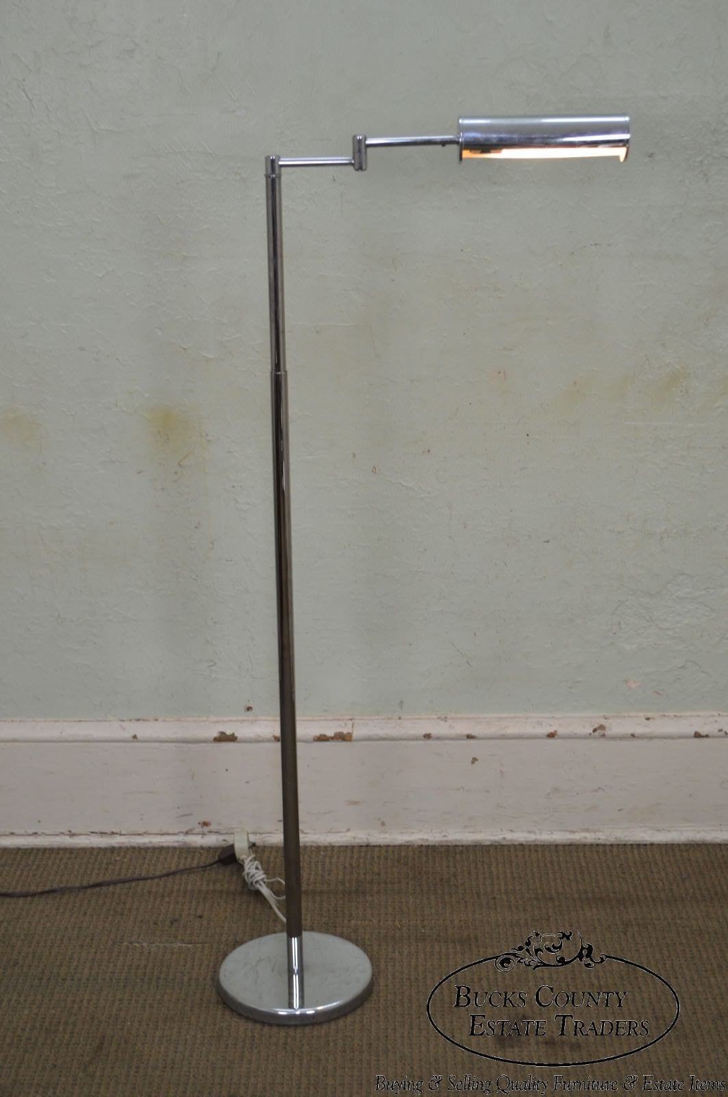 Nessen Studios Mid Century Modern 1960s Chrome Swing Arm Floor Lamp