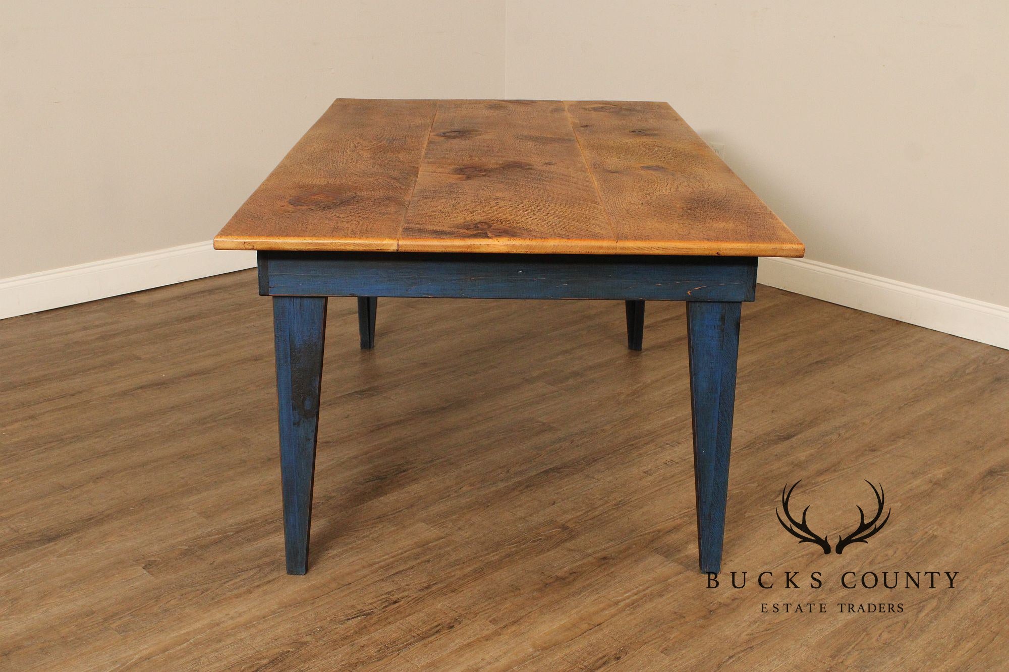 Custom Crafted Farmhouse Painted Pine Work Dining Table