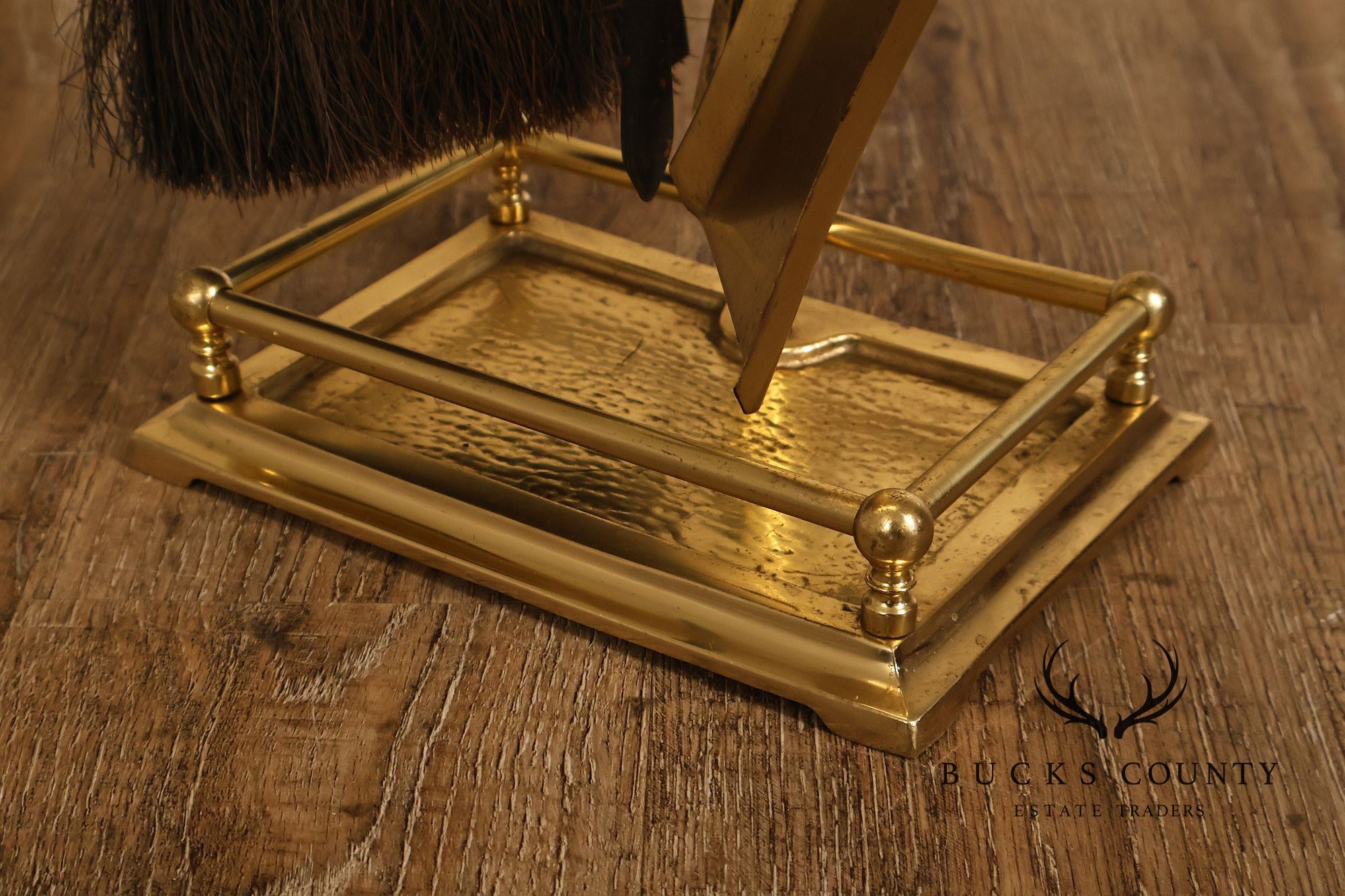 Traditional Brass Five-Piece Fireplace Tool Set