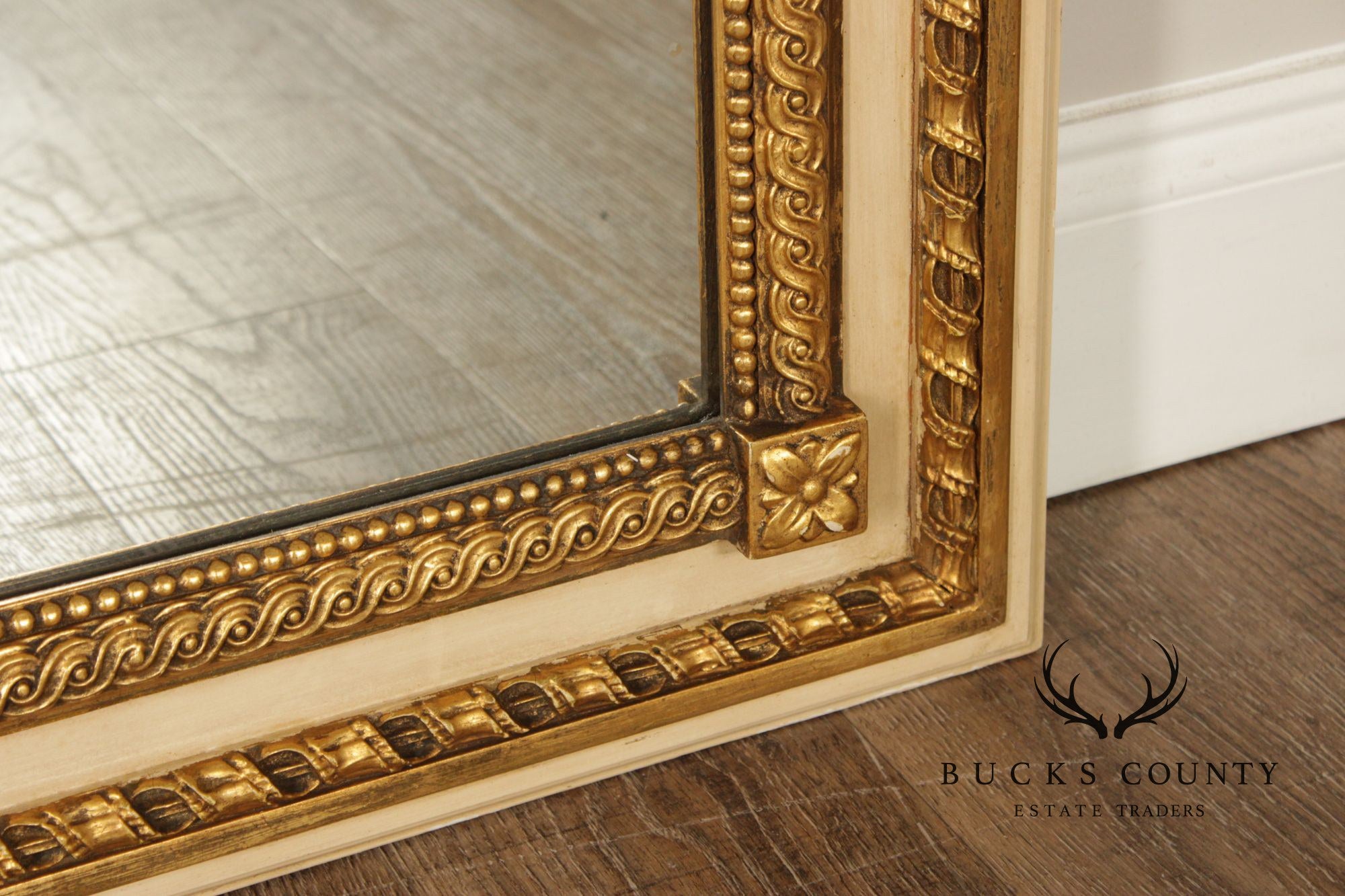 Vintage French Neoclassical Style Partial Gilt Trumeau Mirror